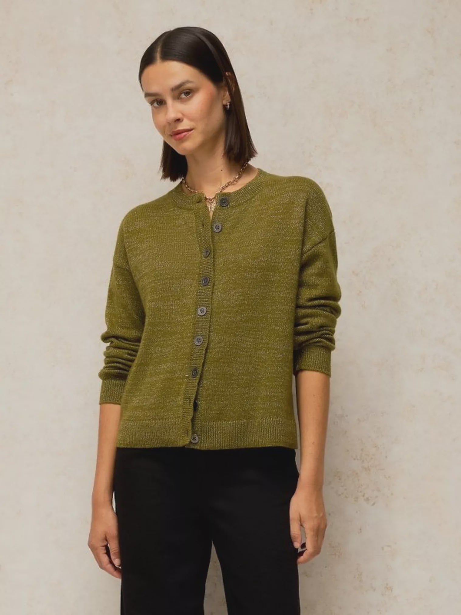 White Stuff Sansa Sparkle Cardi Mid Green