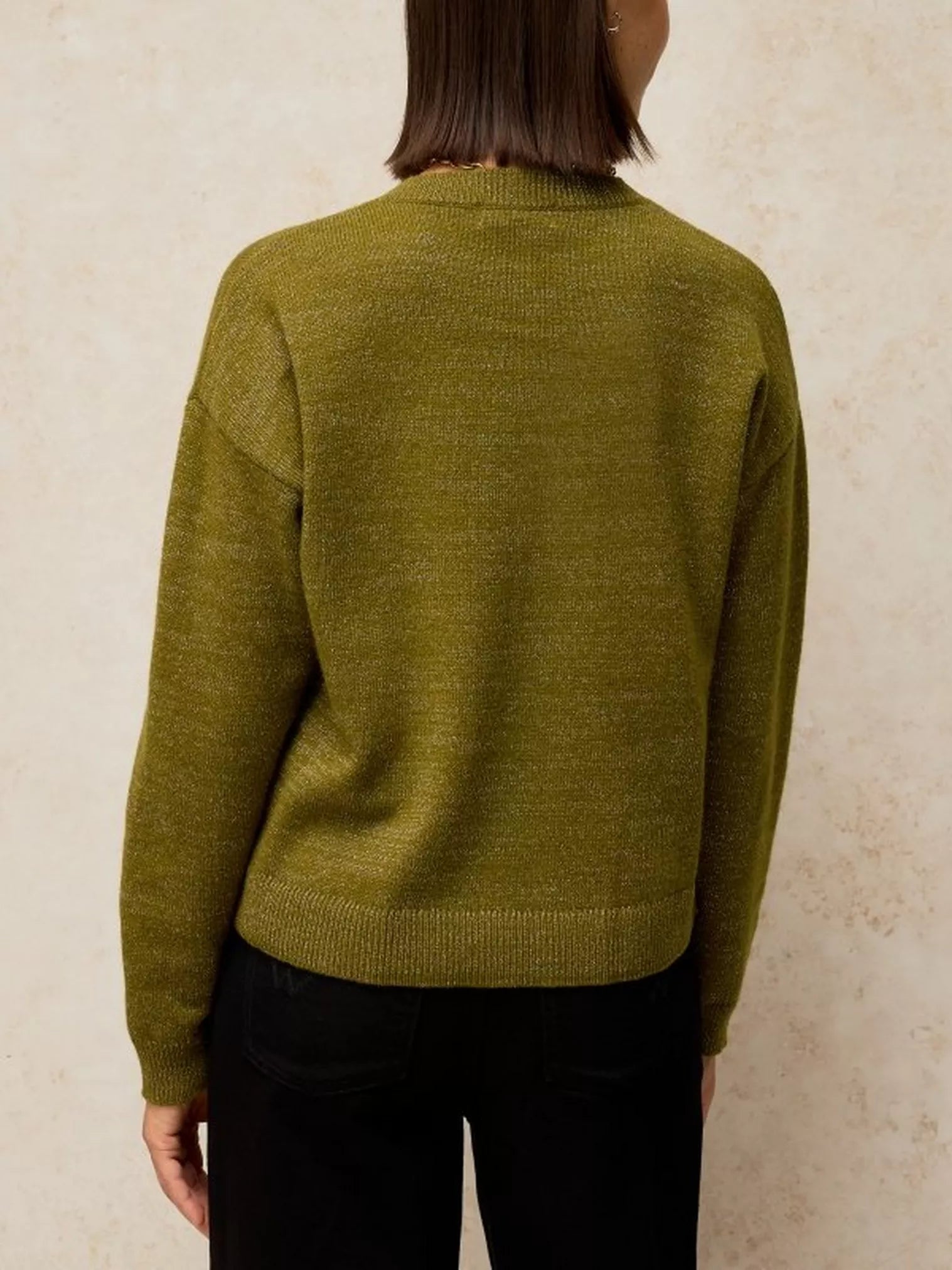 White Stuff Sansa Sparkle Cardi Mid Green