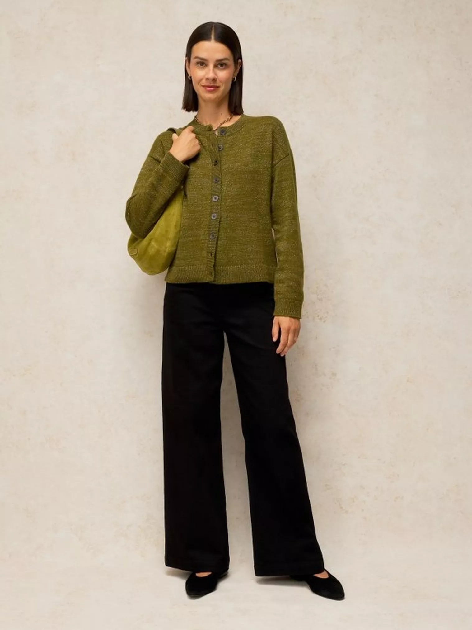 White Stuff Sansa Sparkle Cardi Mid Green