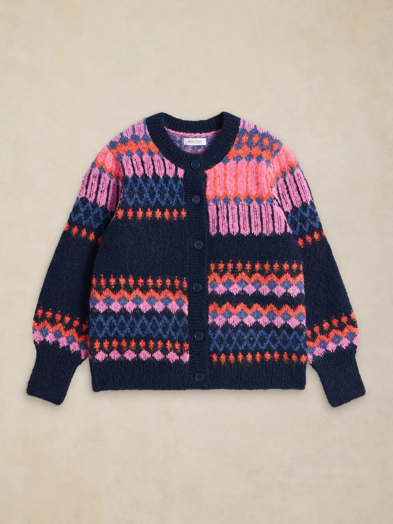 White Stuff Kelly Fluffy Cardi Navy Multi