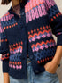 White Stuff Kelly Fluffy Cardi Navy Multi