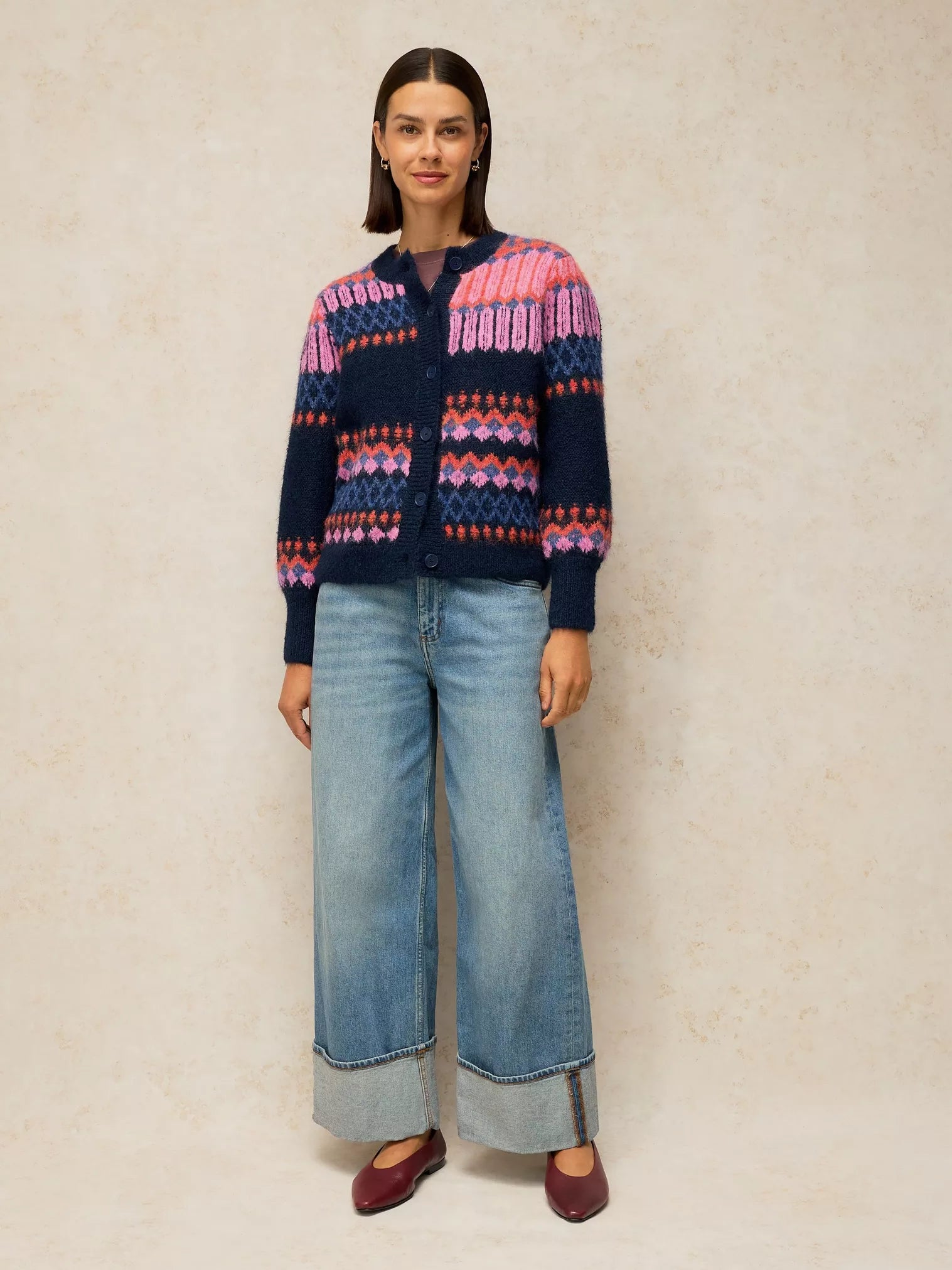 White Stuff Kelly Fluffy Cardi Navy Multi