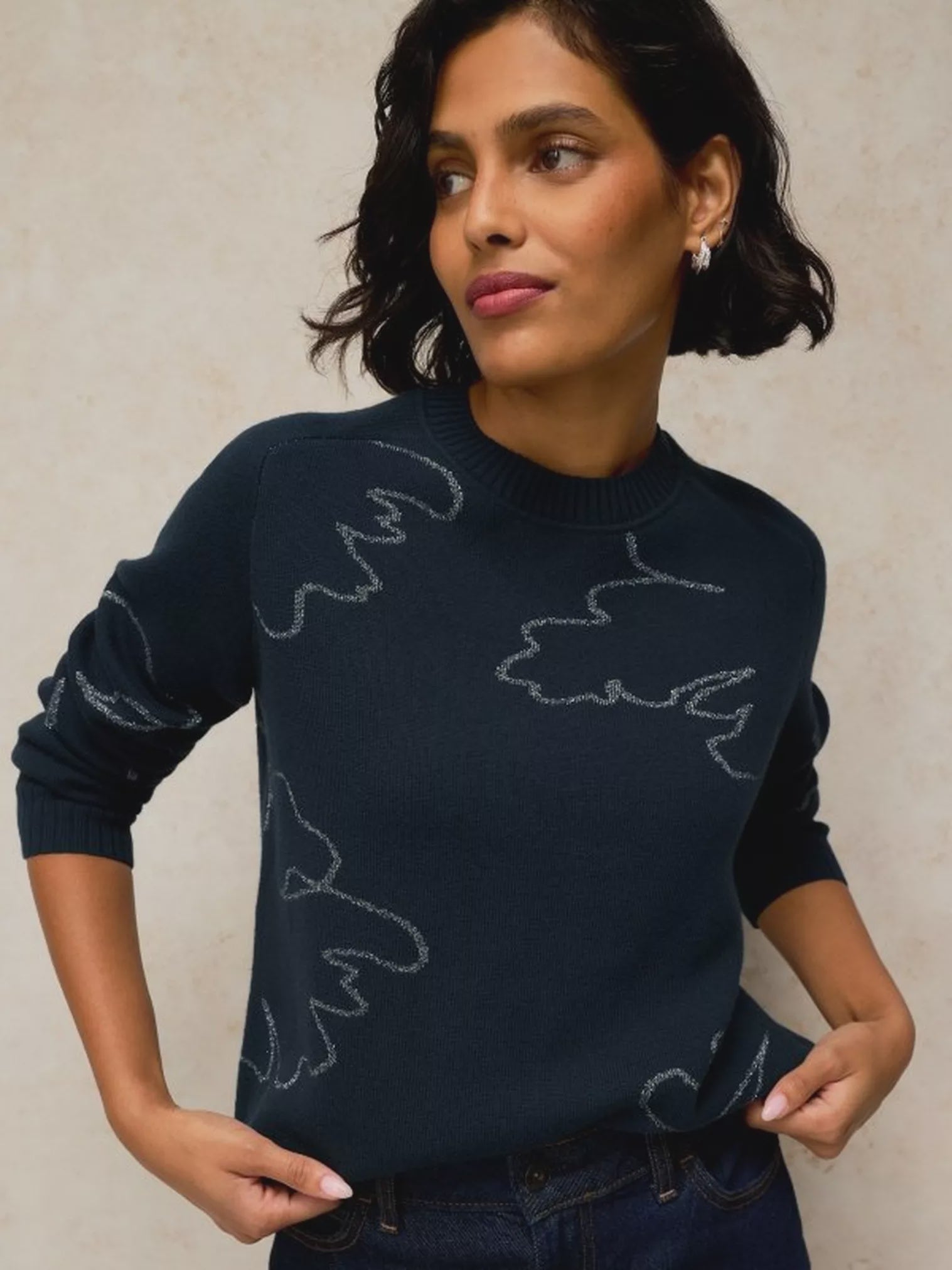 White Stuff Sienna Sparkle Jumper Navy Multi