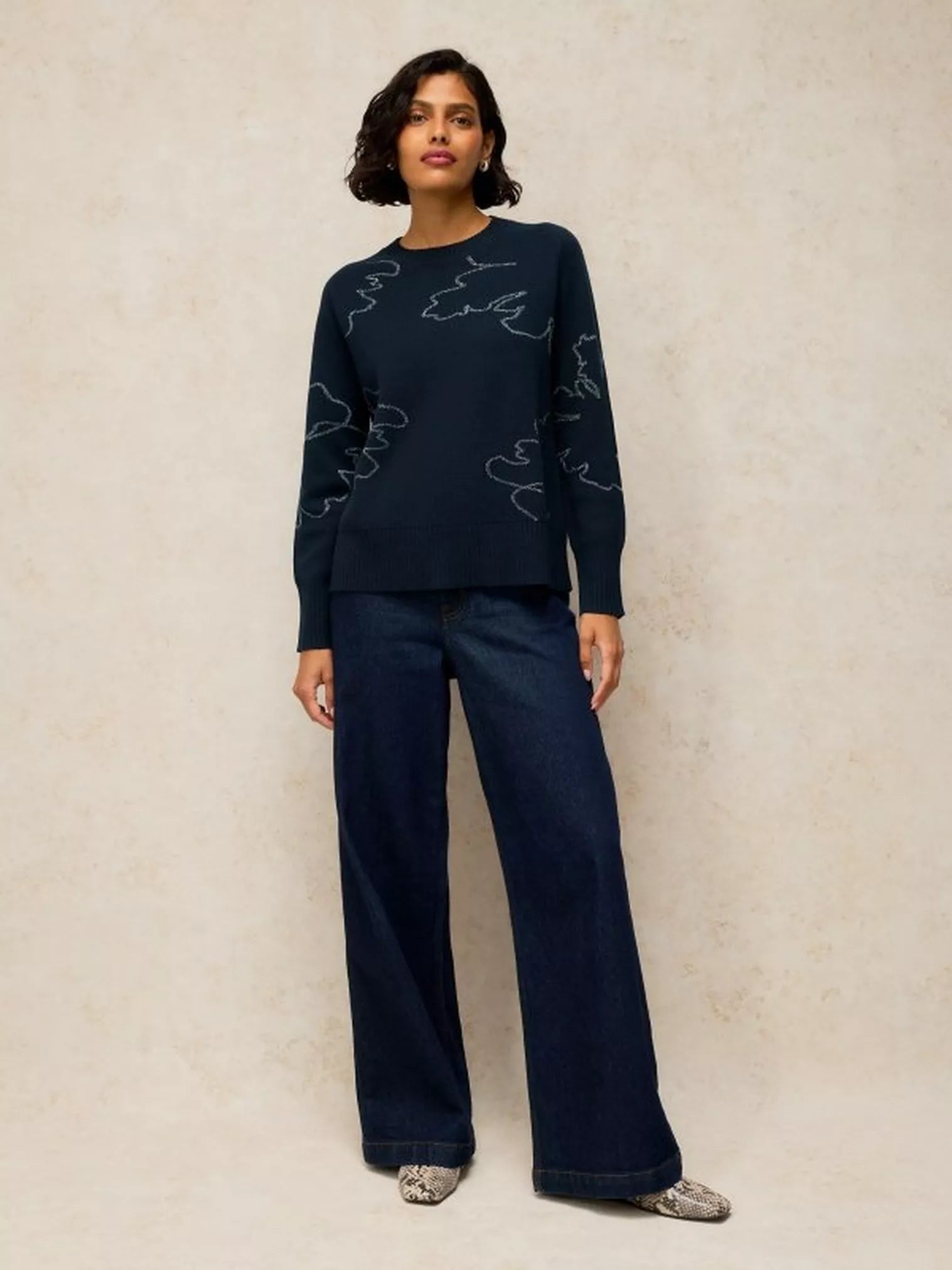 White Stuff Sienna Sparkle Jumper Navy Multi