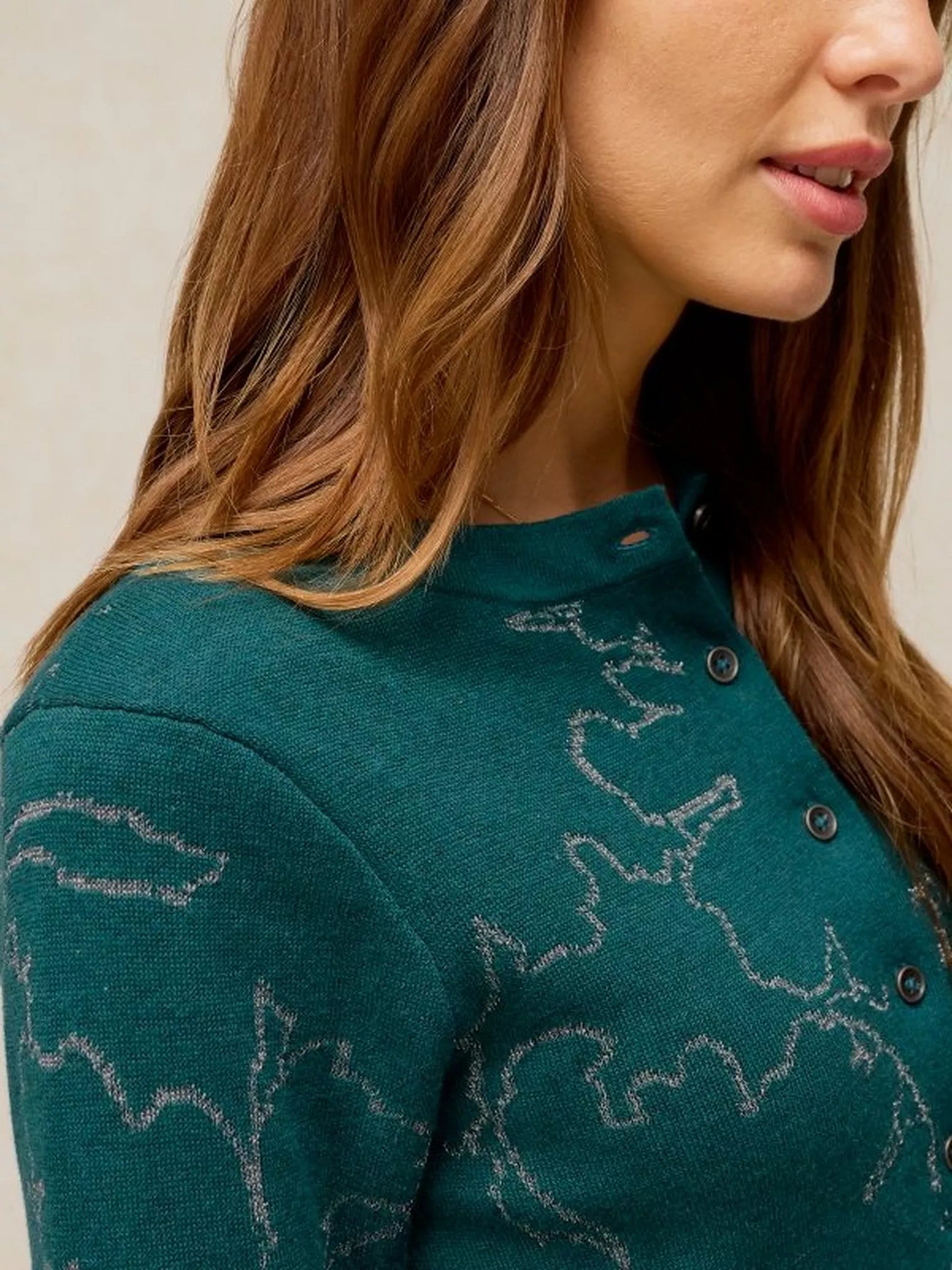 White Stuff Lois Sparkle Cardi Mid Teal