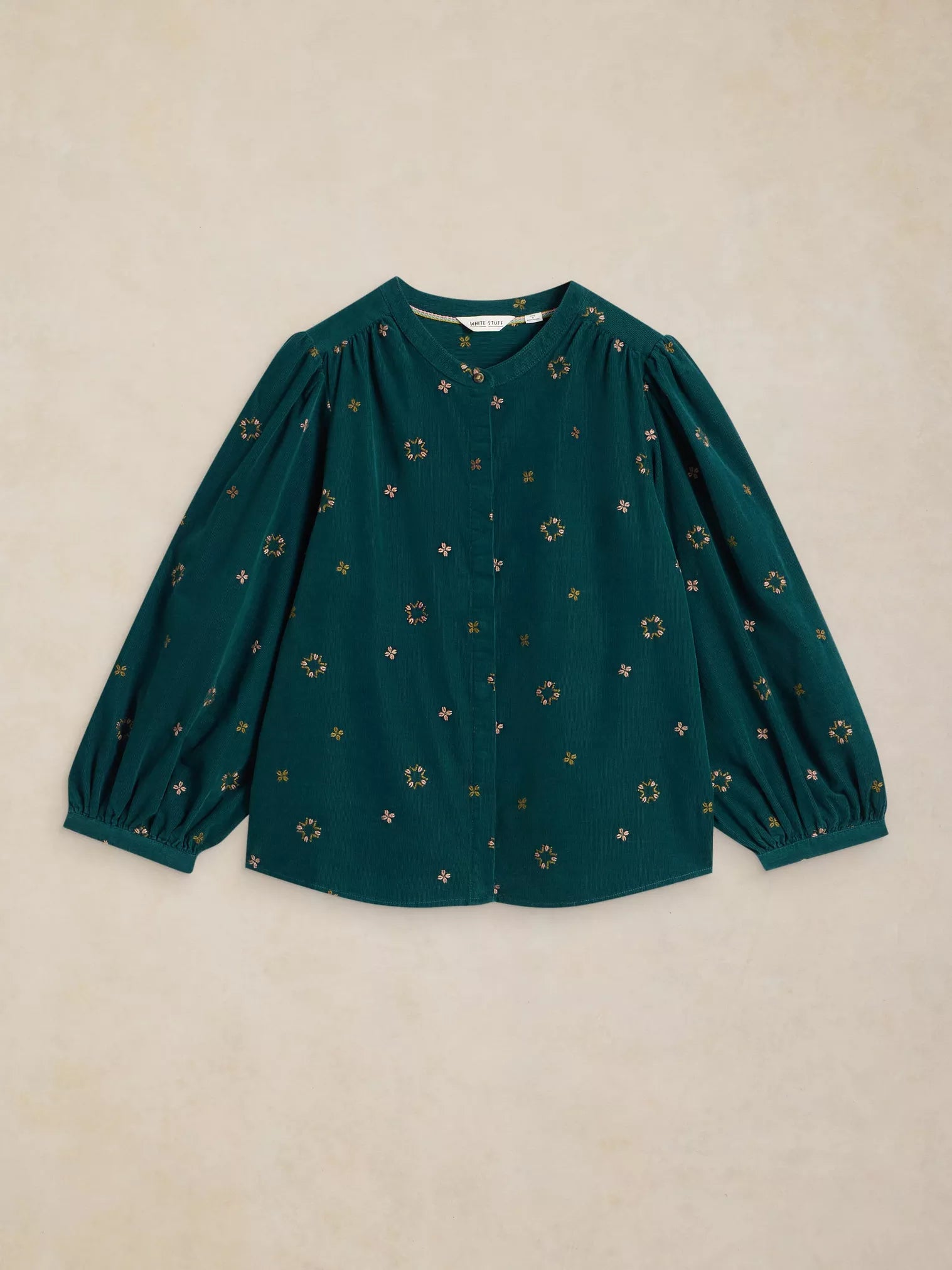 White Stuff Lana Embroidered Cord Top Dark Teal