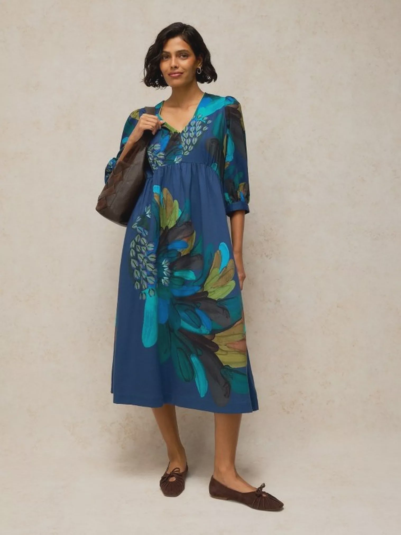 White Stuff Lucy Dress Teal Print