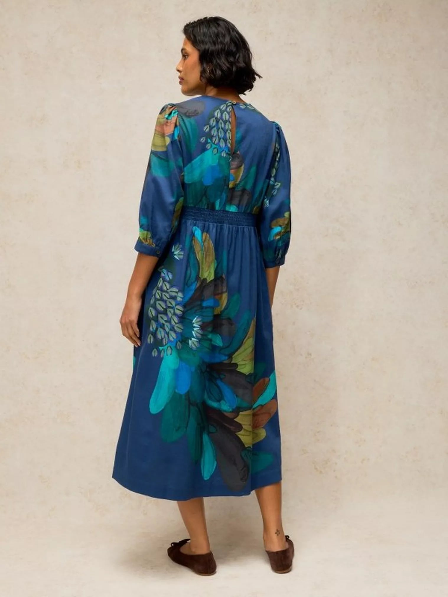 White Stuff Lucy Dress Teal Print