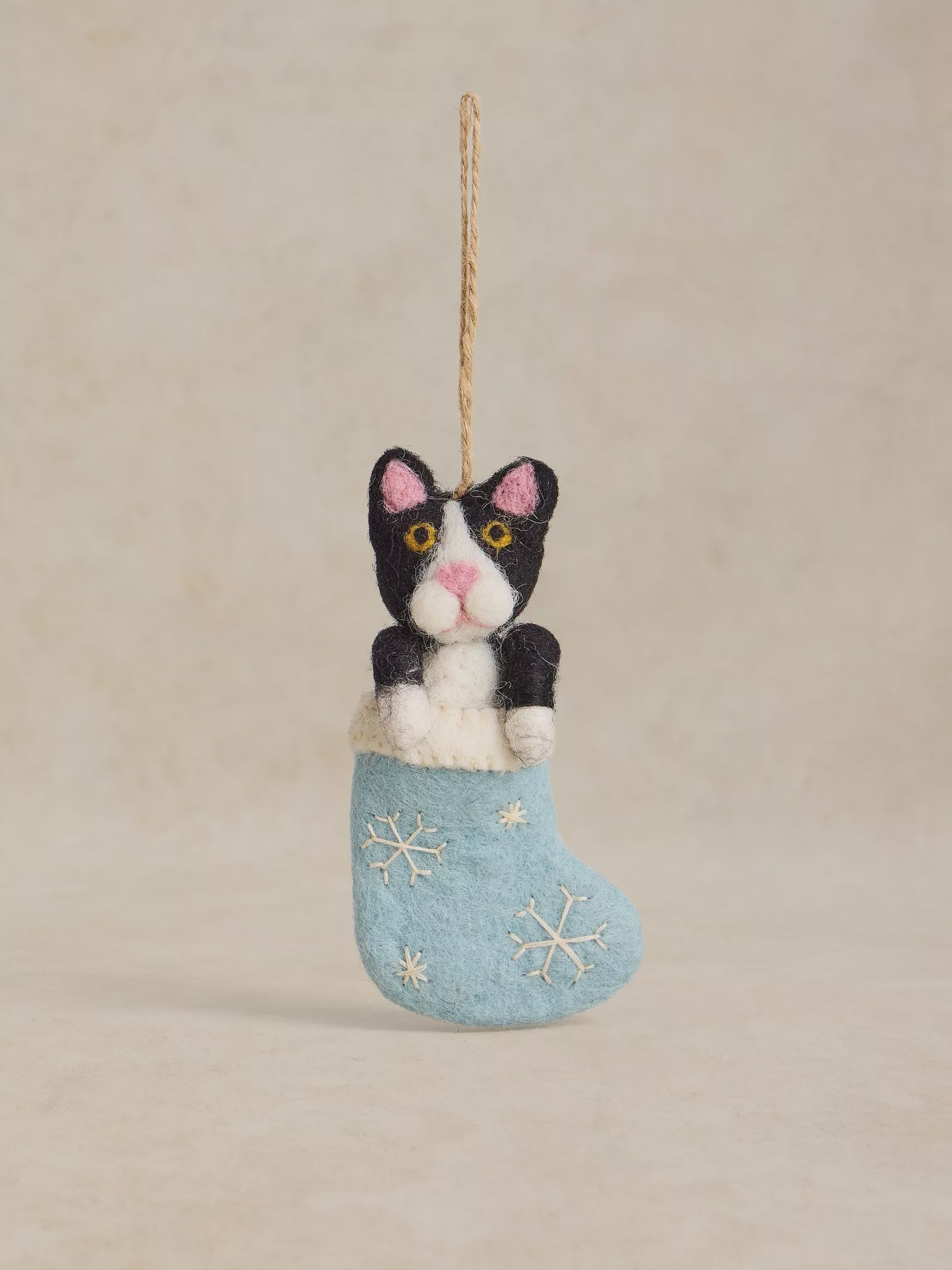 White Stuff Cat Stocking Hanging Dec Blue Multi