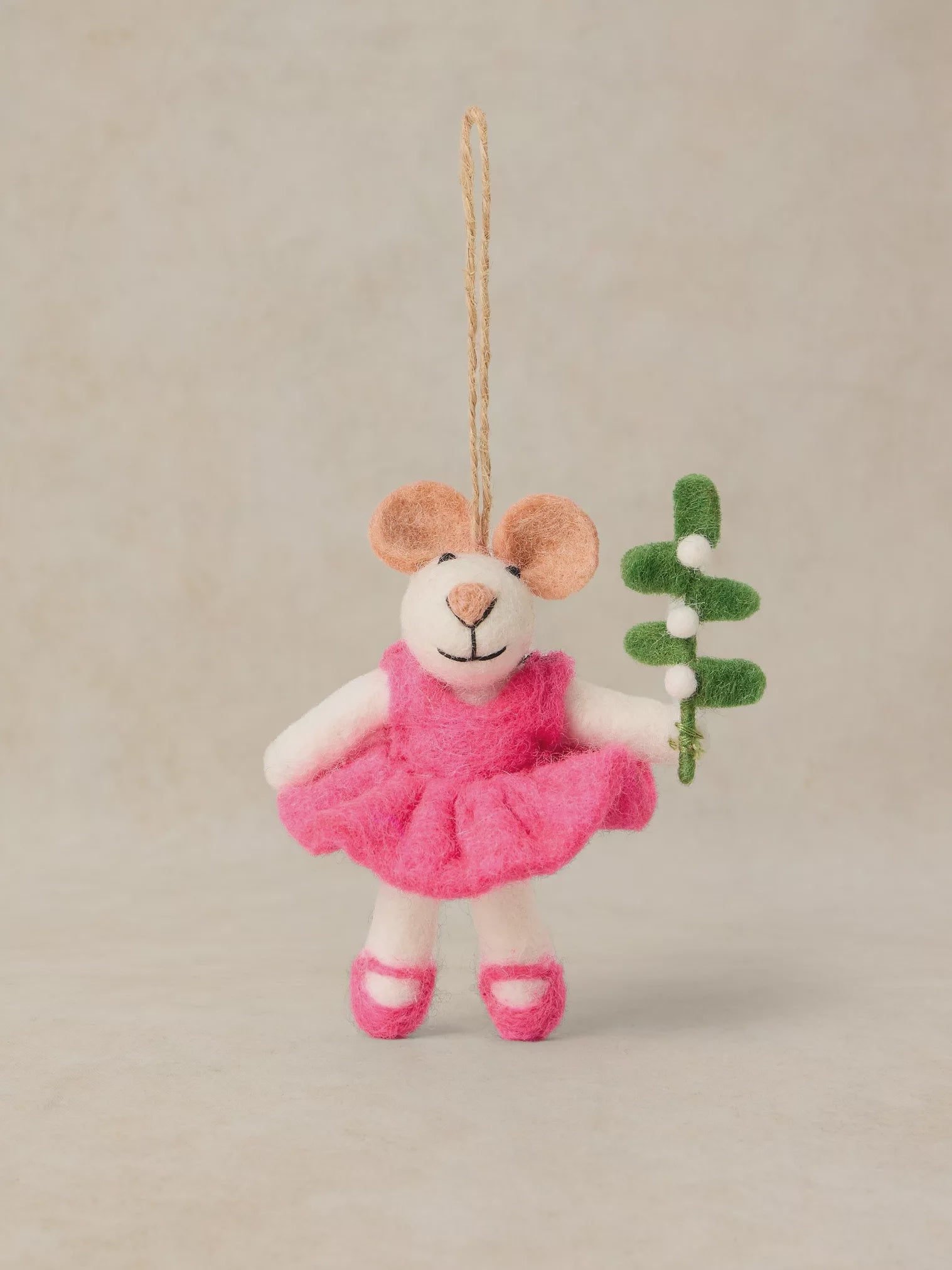 White Stuff Ballerina Mouse Hanging Dec Pink Multi