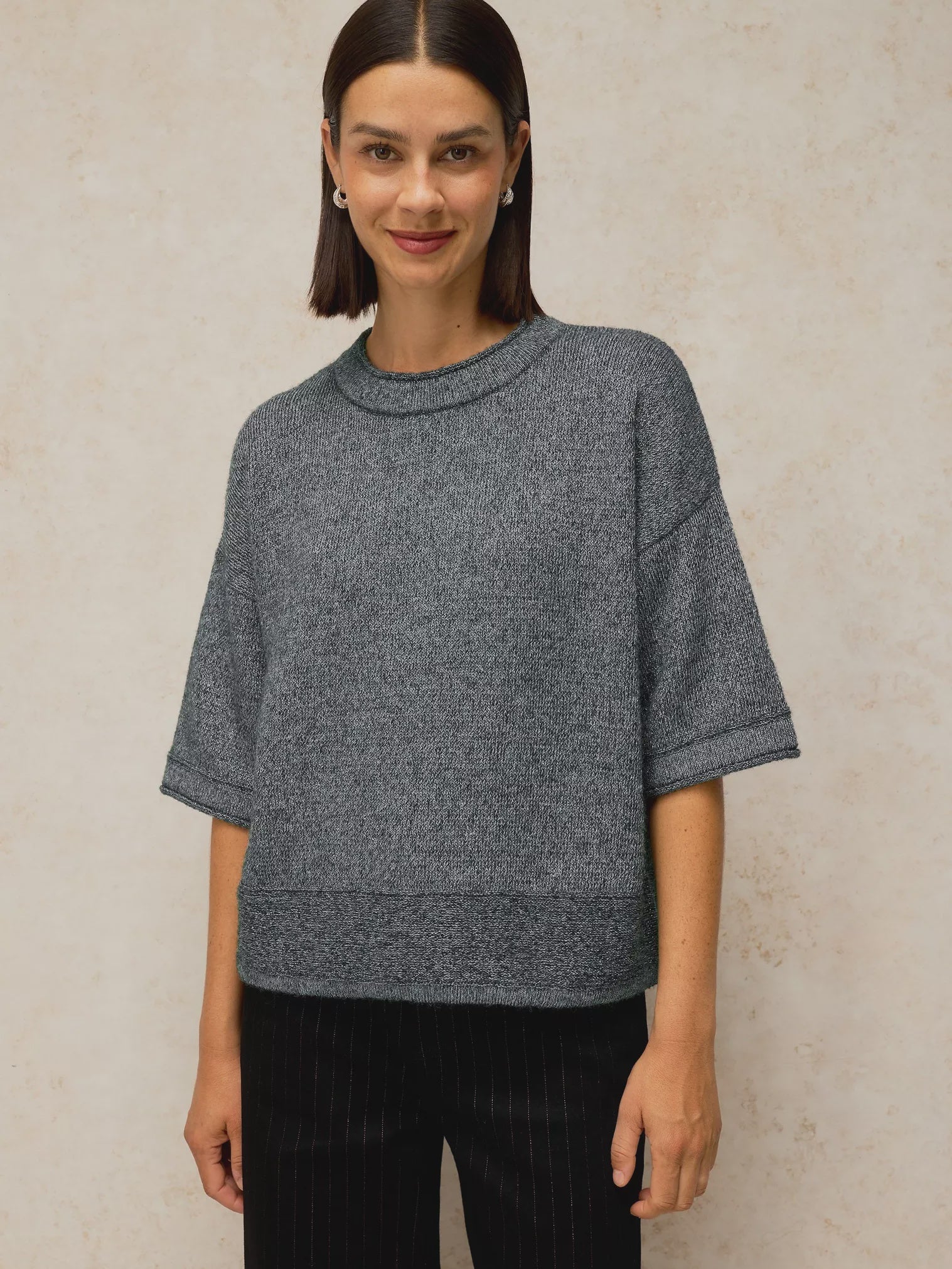White Stuff Kate Sparkle Tee Dark Grey