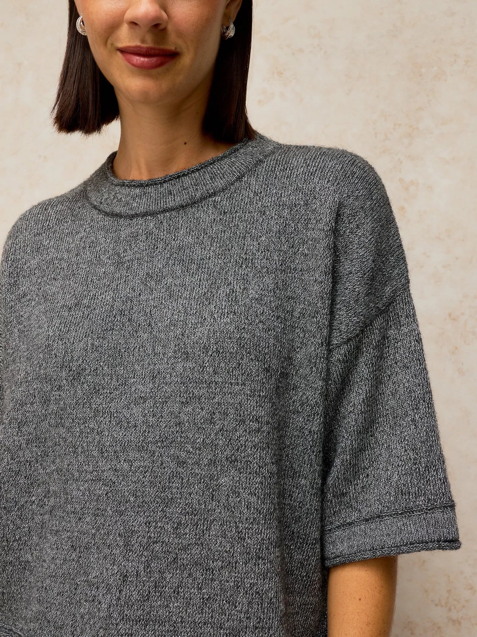 White Stuff Kate Sparkle Tee Dark Grey