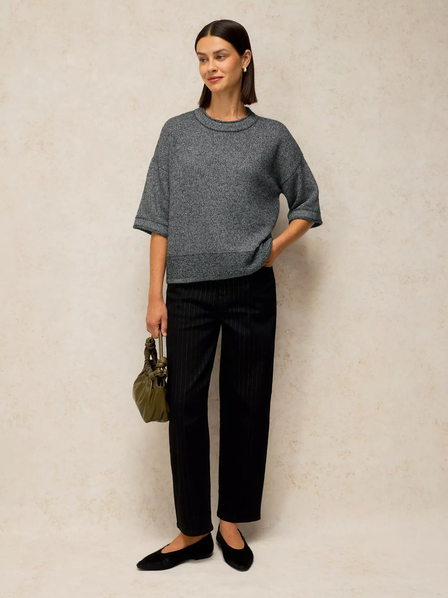 White Stuff Kate Sparkle Tee Dark Grey