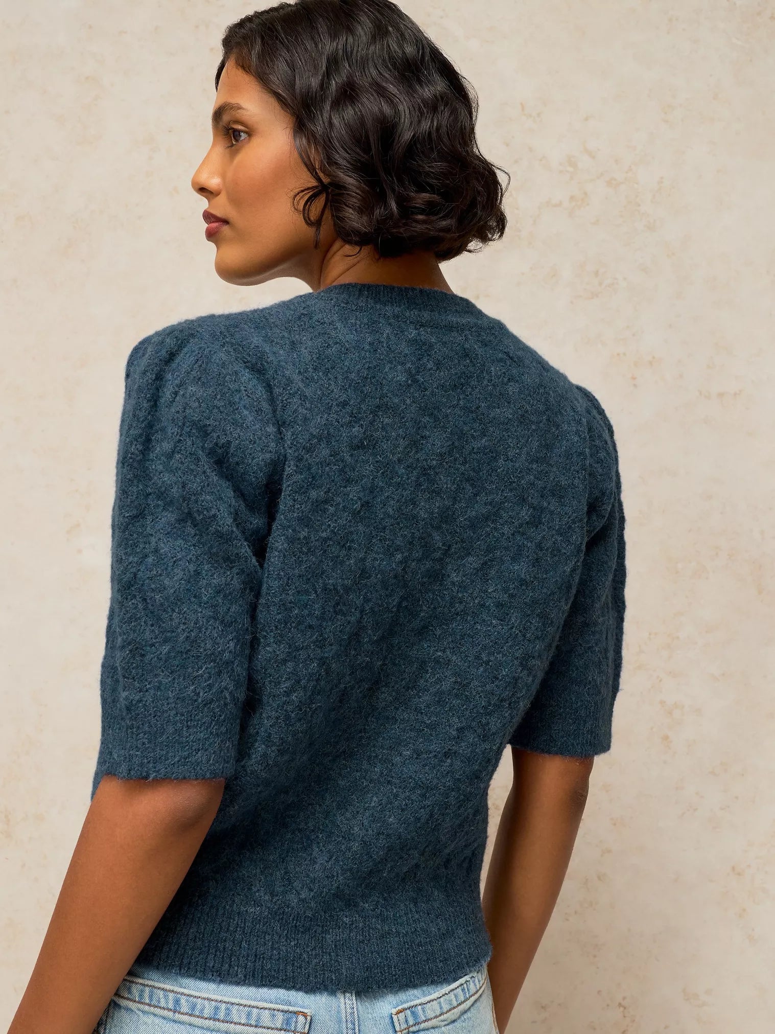 White Stuff Claudia Fluffy Cardi Indigo Blue