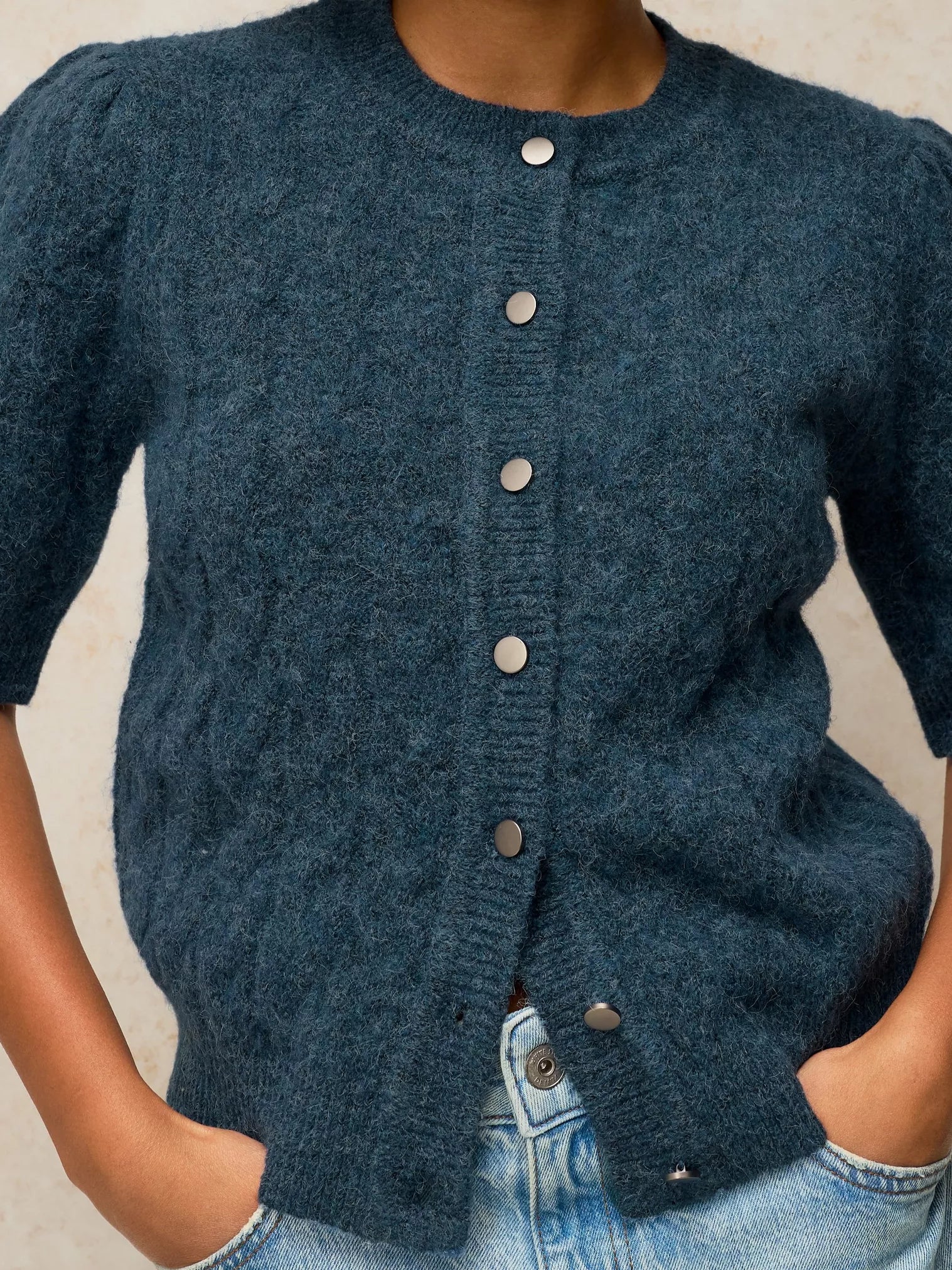 White Stuff Claudia Fluffy Cardi Indigo Blue