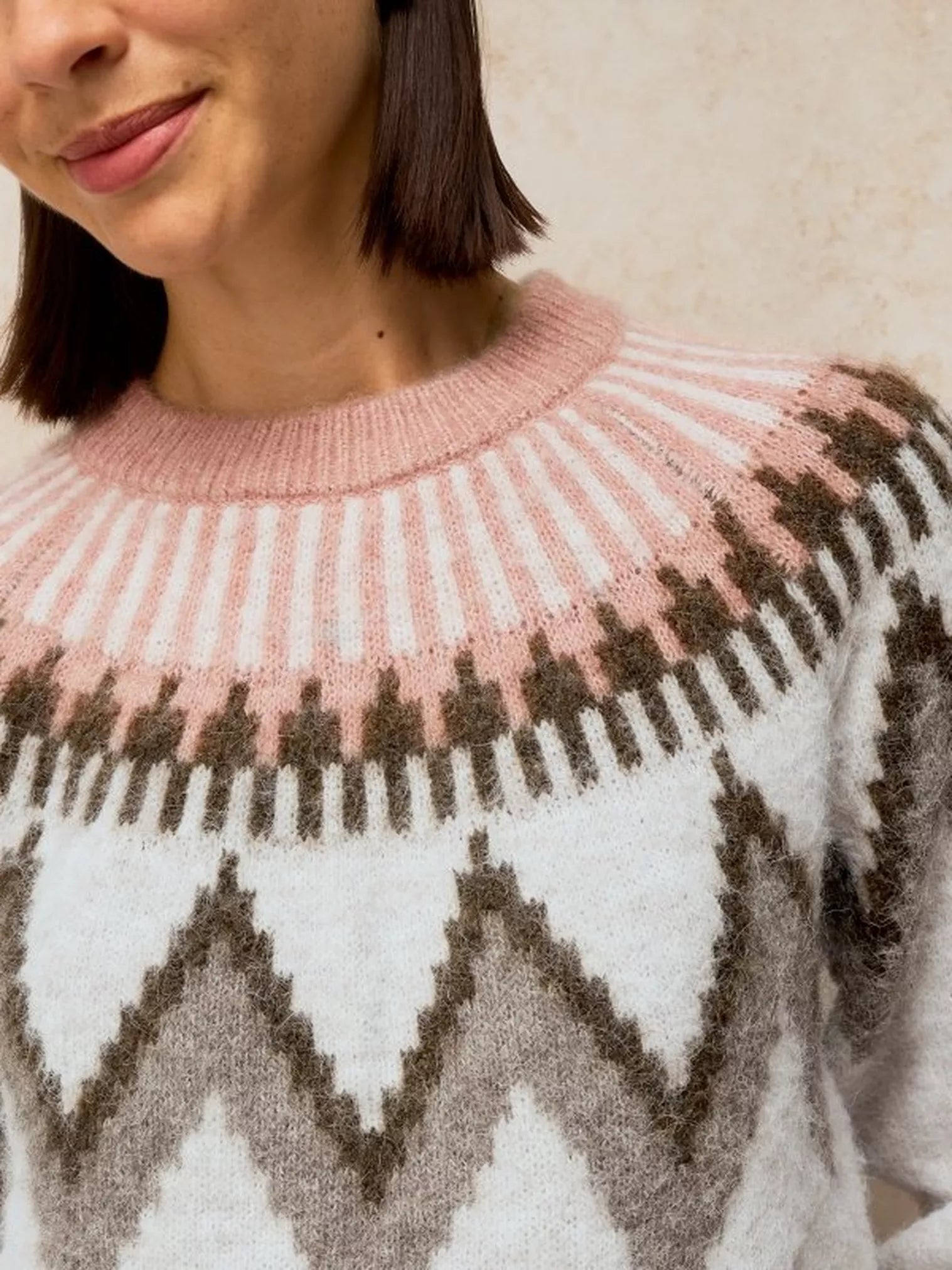 White Stuff Blurred Fairsile Jumper Natural Multi
