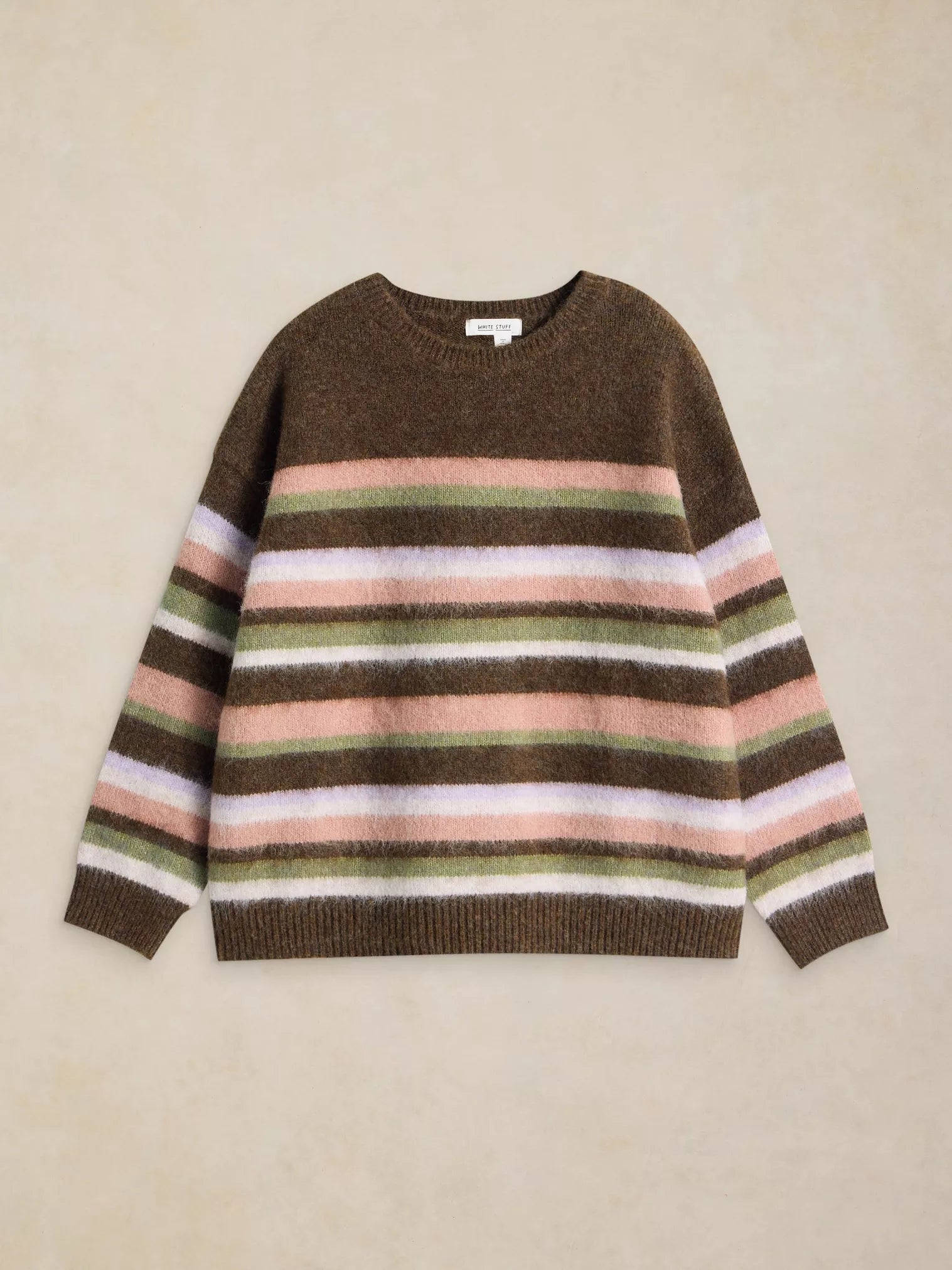 White Stuff Blurred Stripe Jumper Brown Multi
