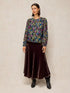 White Stuff Lana Lurex Top Navy Print