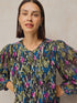 White Stuff Lana Lurex Top Navy Print