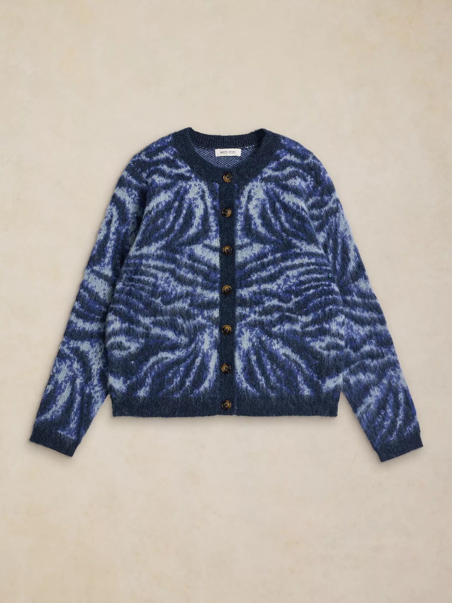 White Stuff Fluffy Animal Cardi Blue Multi