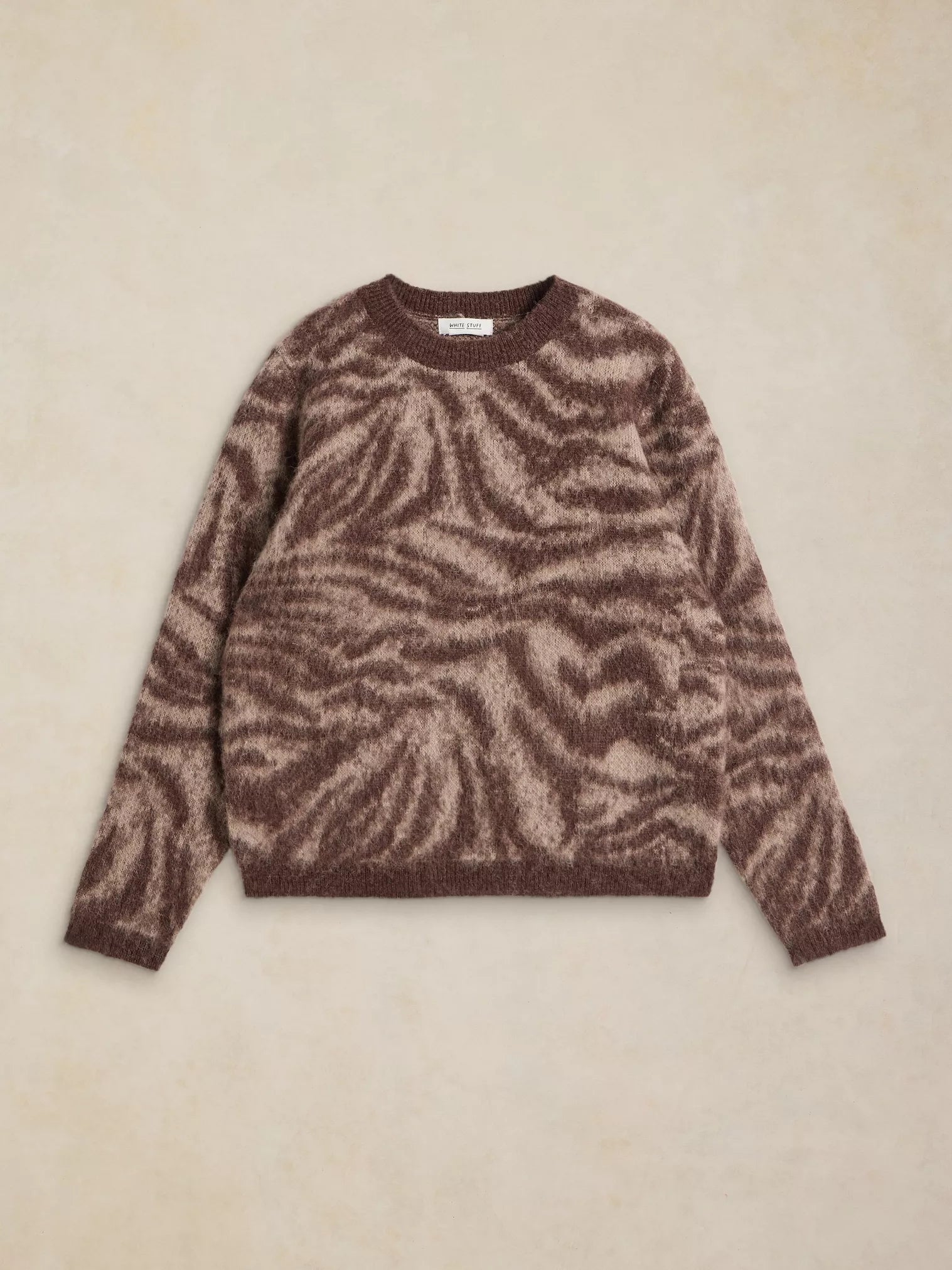 White Stuff Fluffy Animal Jumper Natural Multi