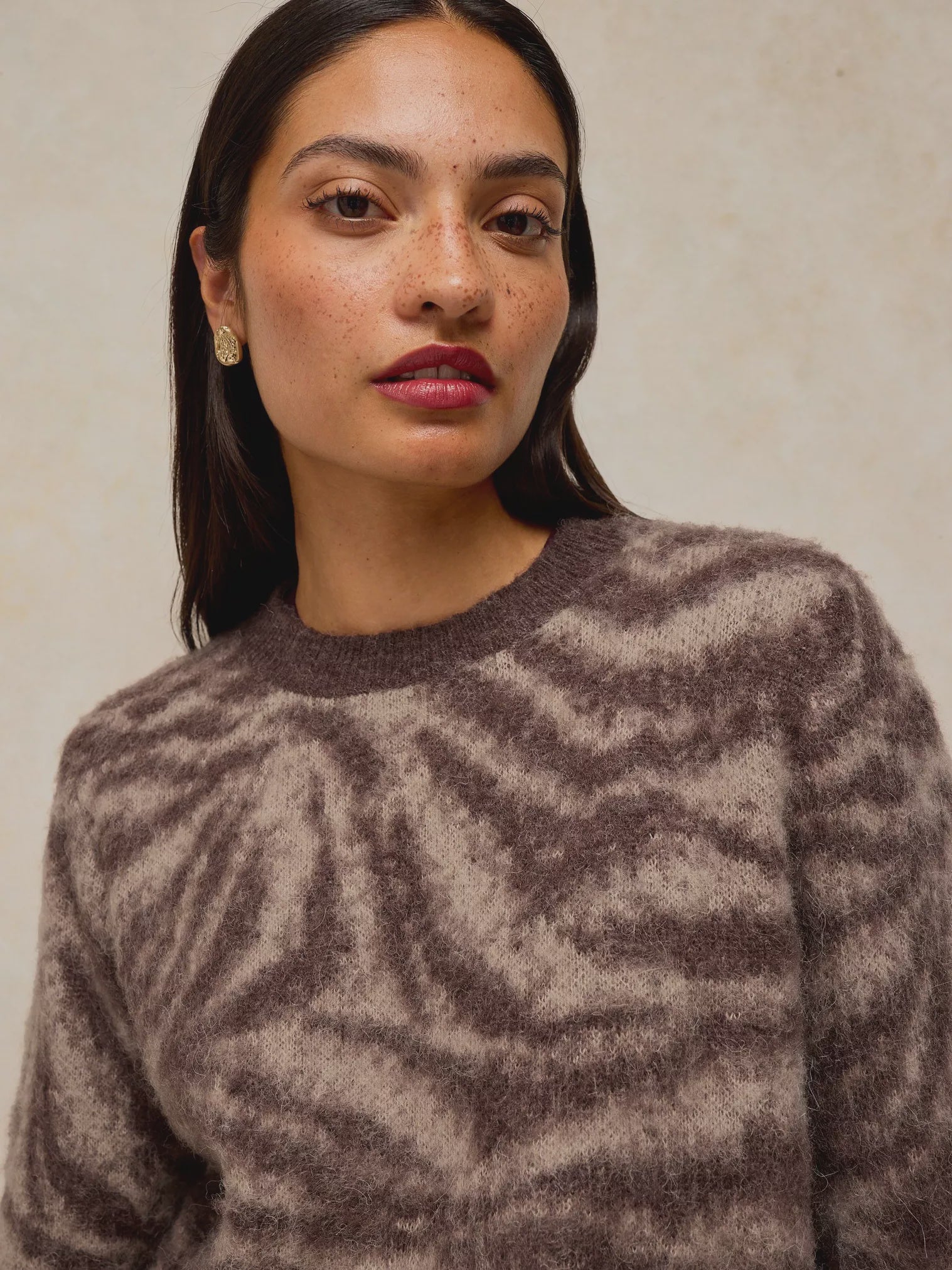 White Stuff Fluffy Animal Jumper Natural Multi