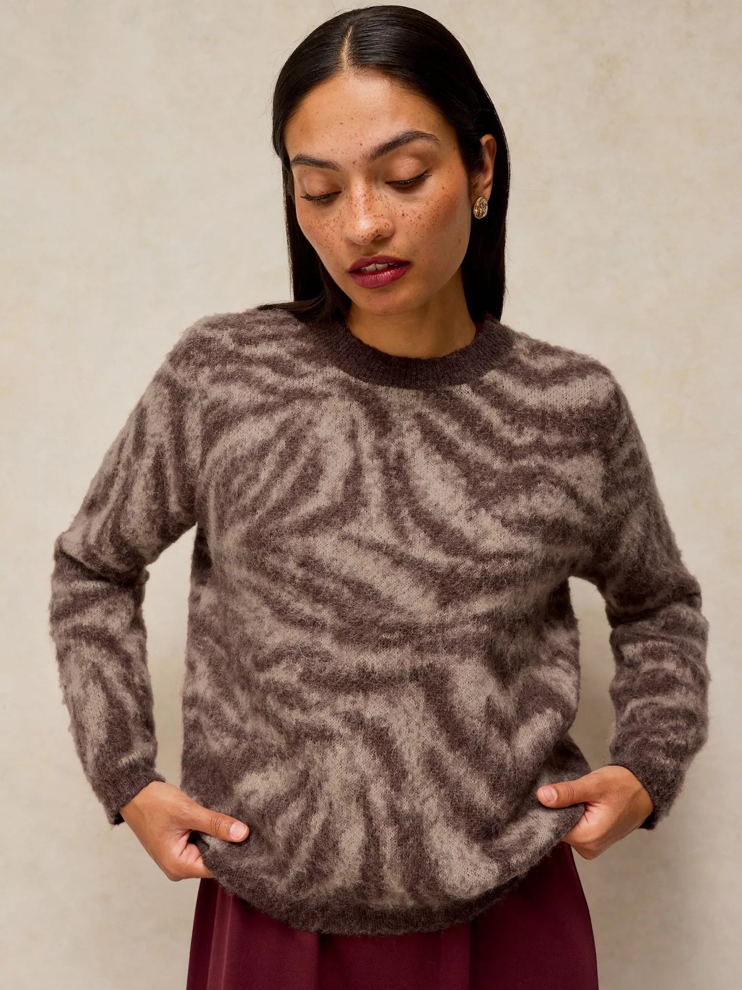 White Stuff Fluffy Animal Jumper Natural Multi