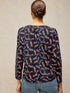 White Stuff Weaver Notch Ls Tee Navy Print