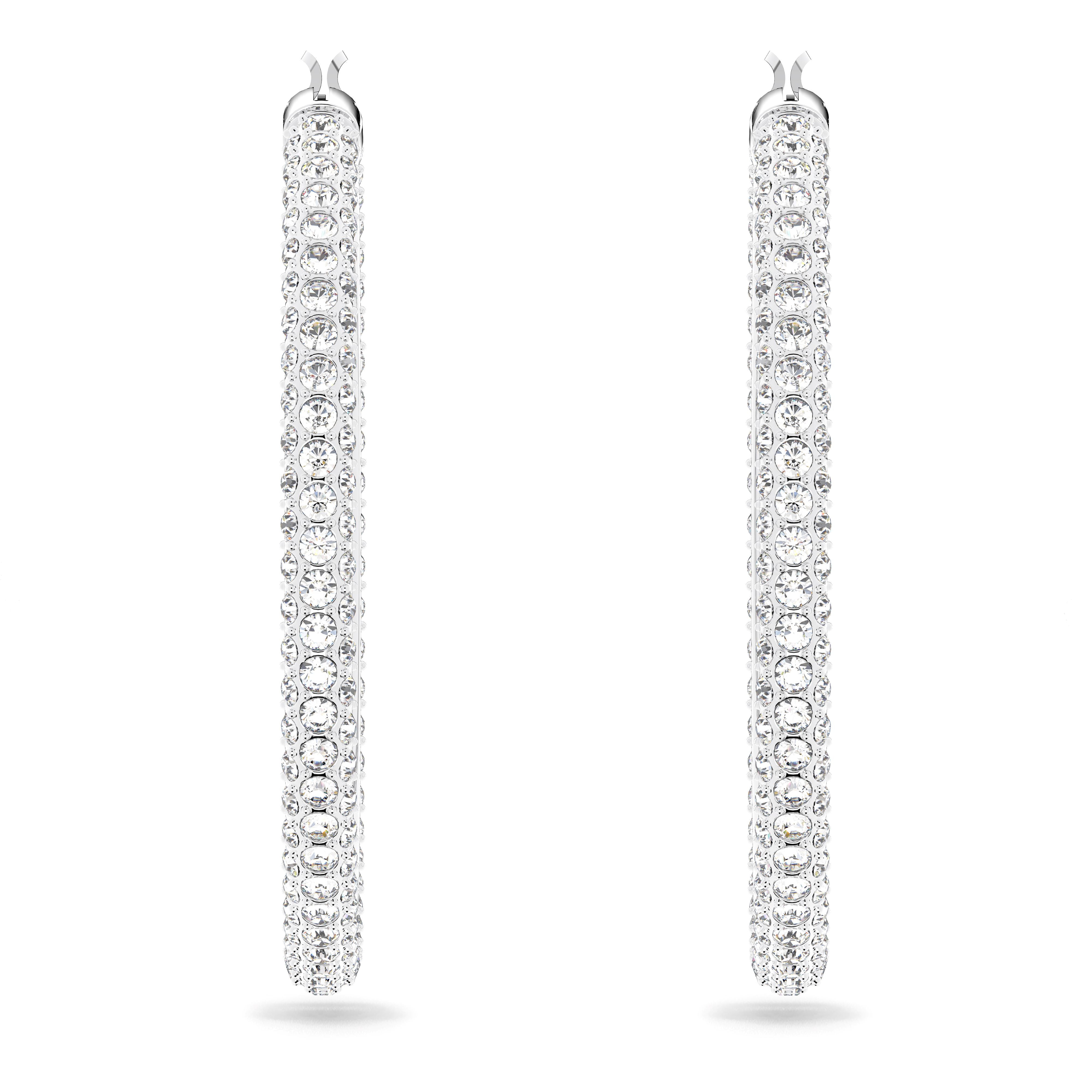 Swarovski Stone Rhodium Hoop Earrings