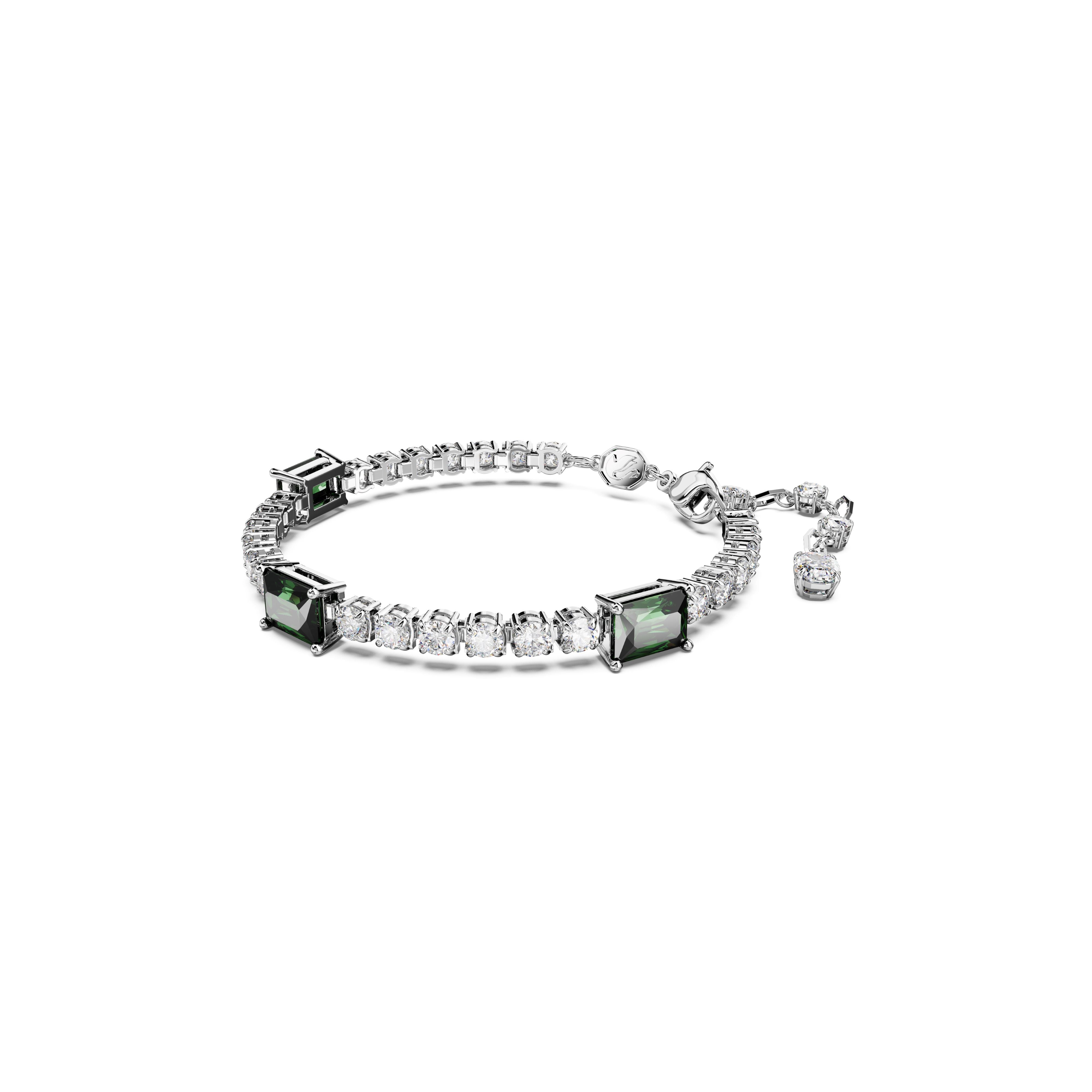 Swarovski Matrix Tennis Rhodium Green Bracelet