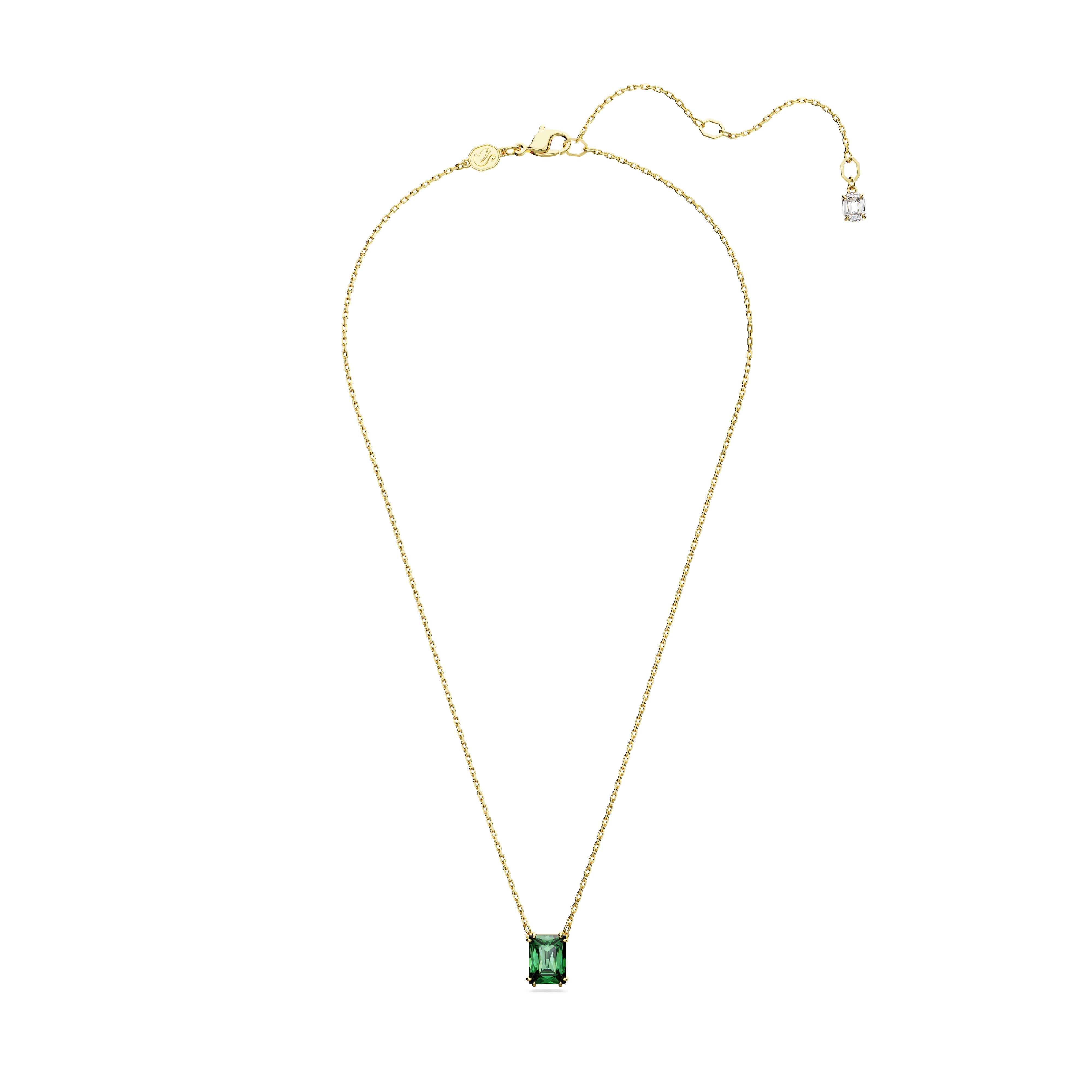 Swarovski Matrix Gold Tone Green Rectangular Necklace