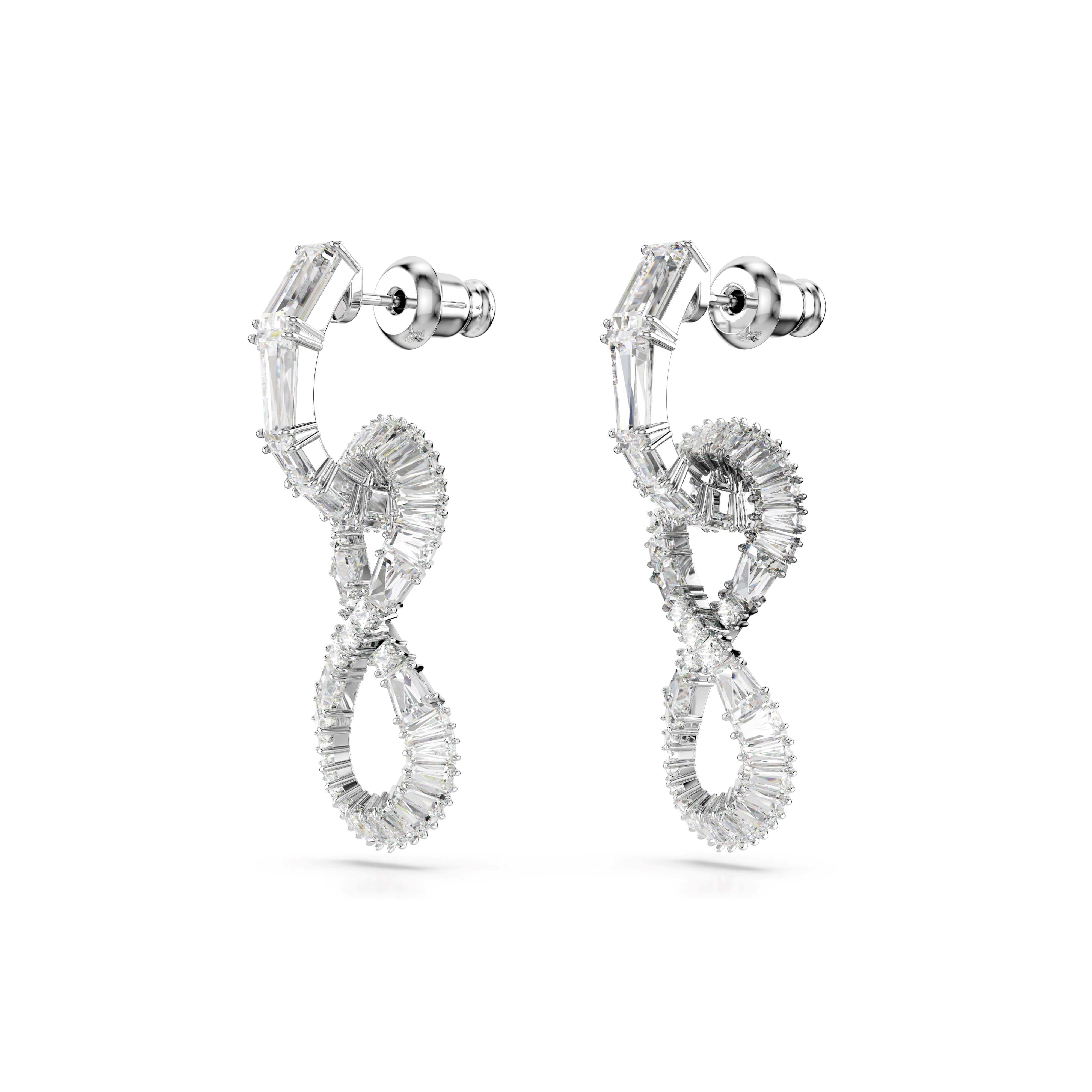 Swarovski Rhodium Hyperbola Infinity Drop Earrings