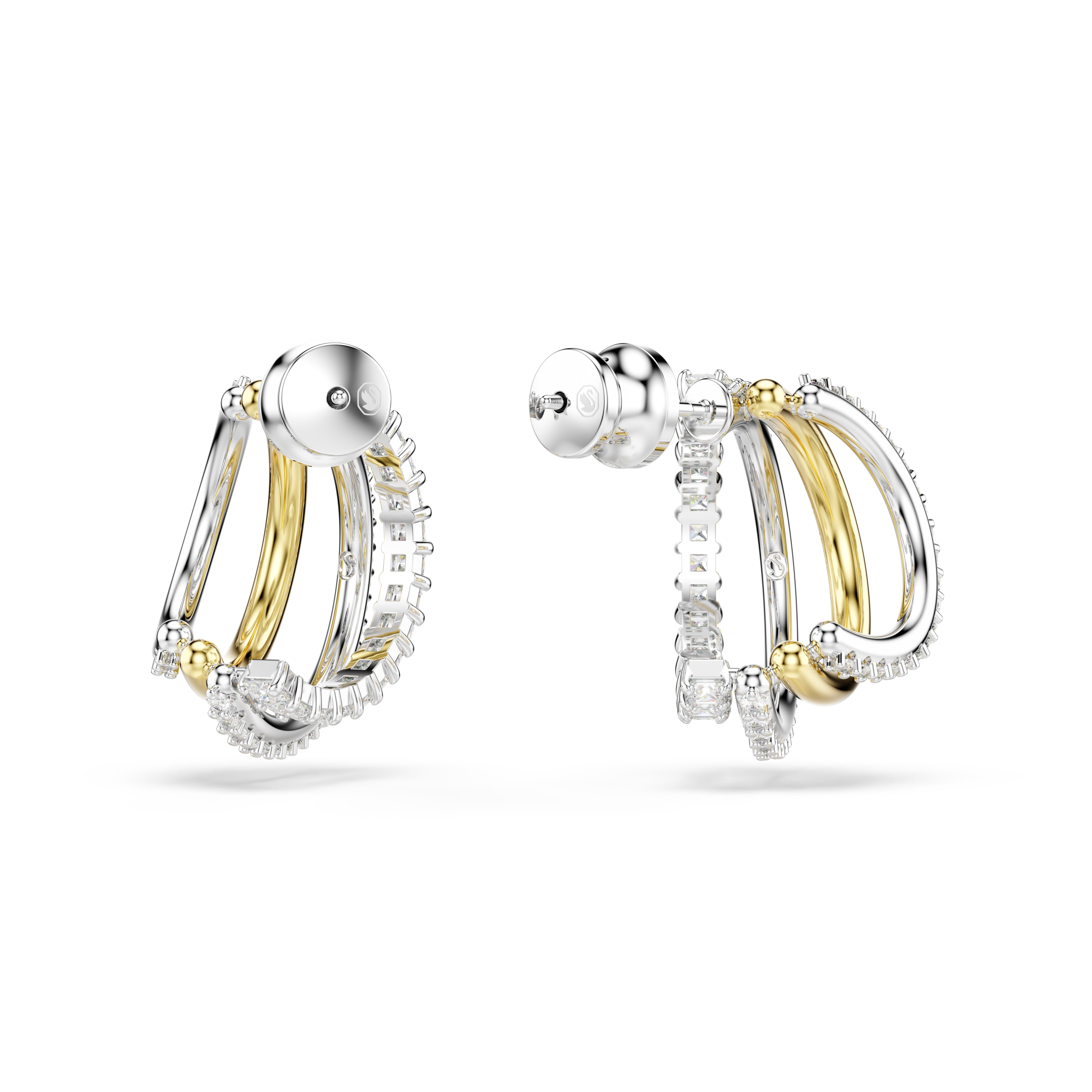 Swarovski Mixed Metal Hyperbola Mini Hoop Earrings