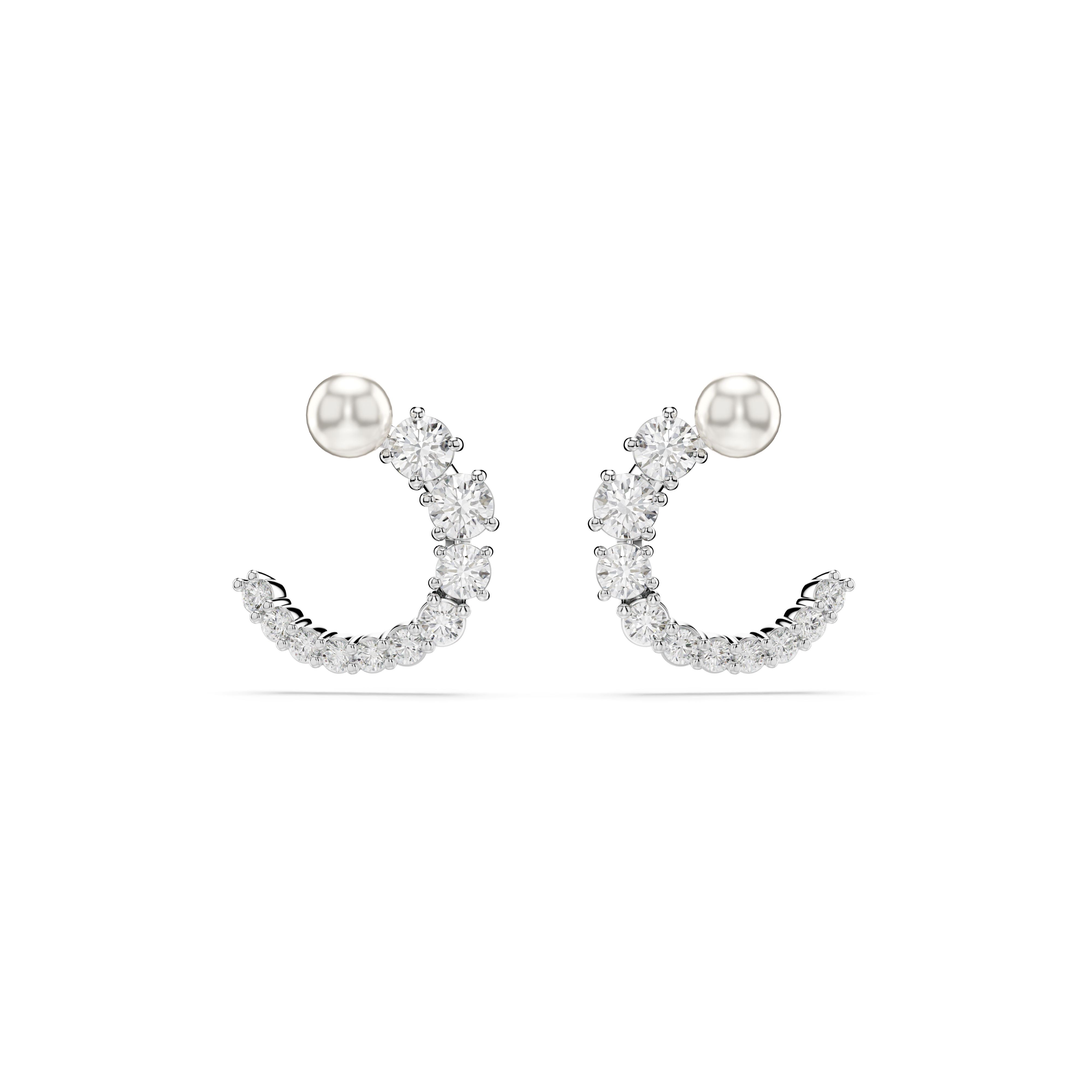 Swarovski Rhodium Matrix Pearl Hoop Earrings