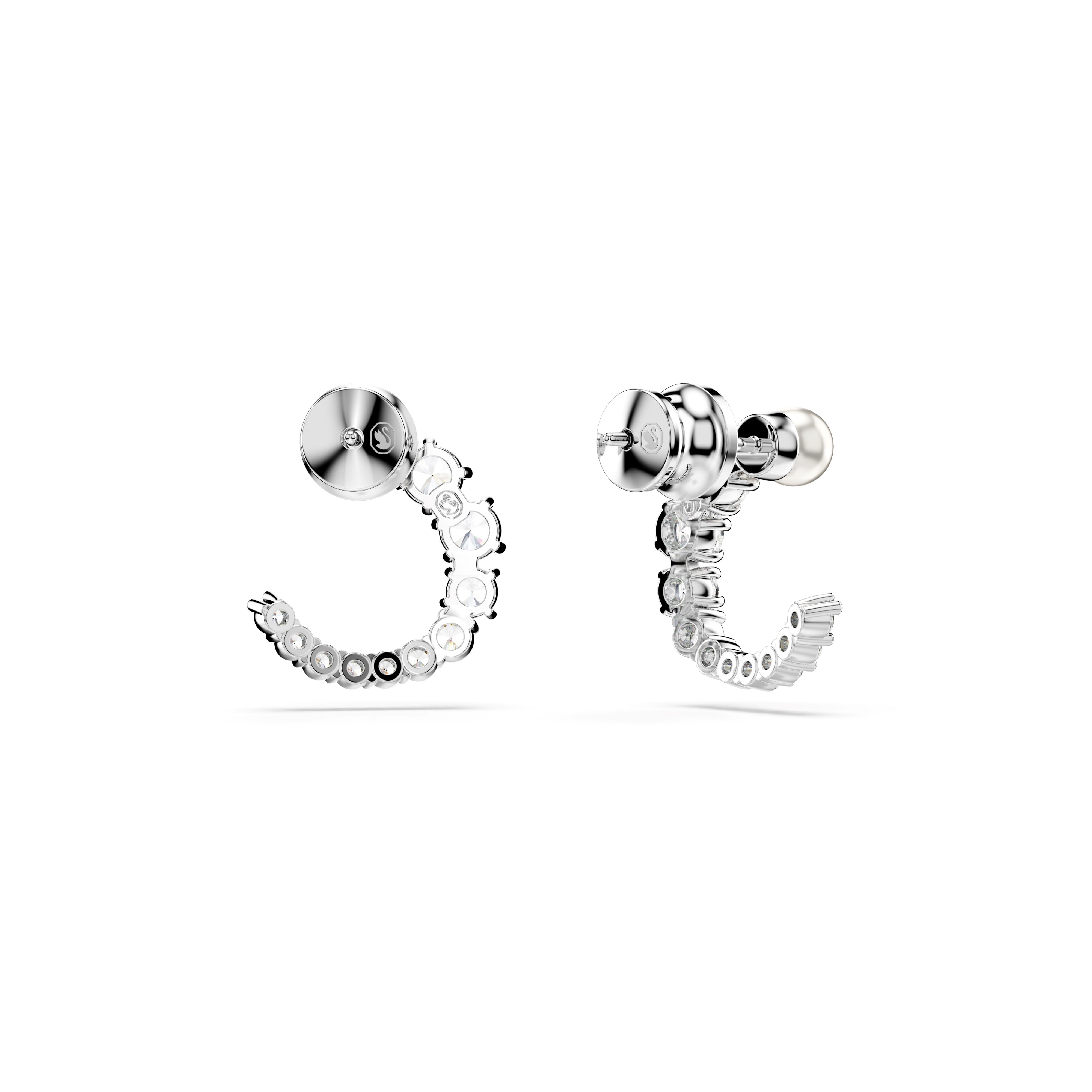 Swarovski Rhodium Matrix Pearl Hoop Earrings