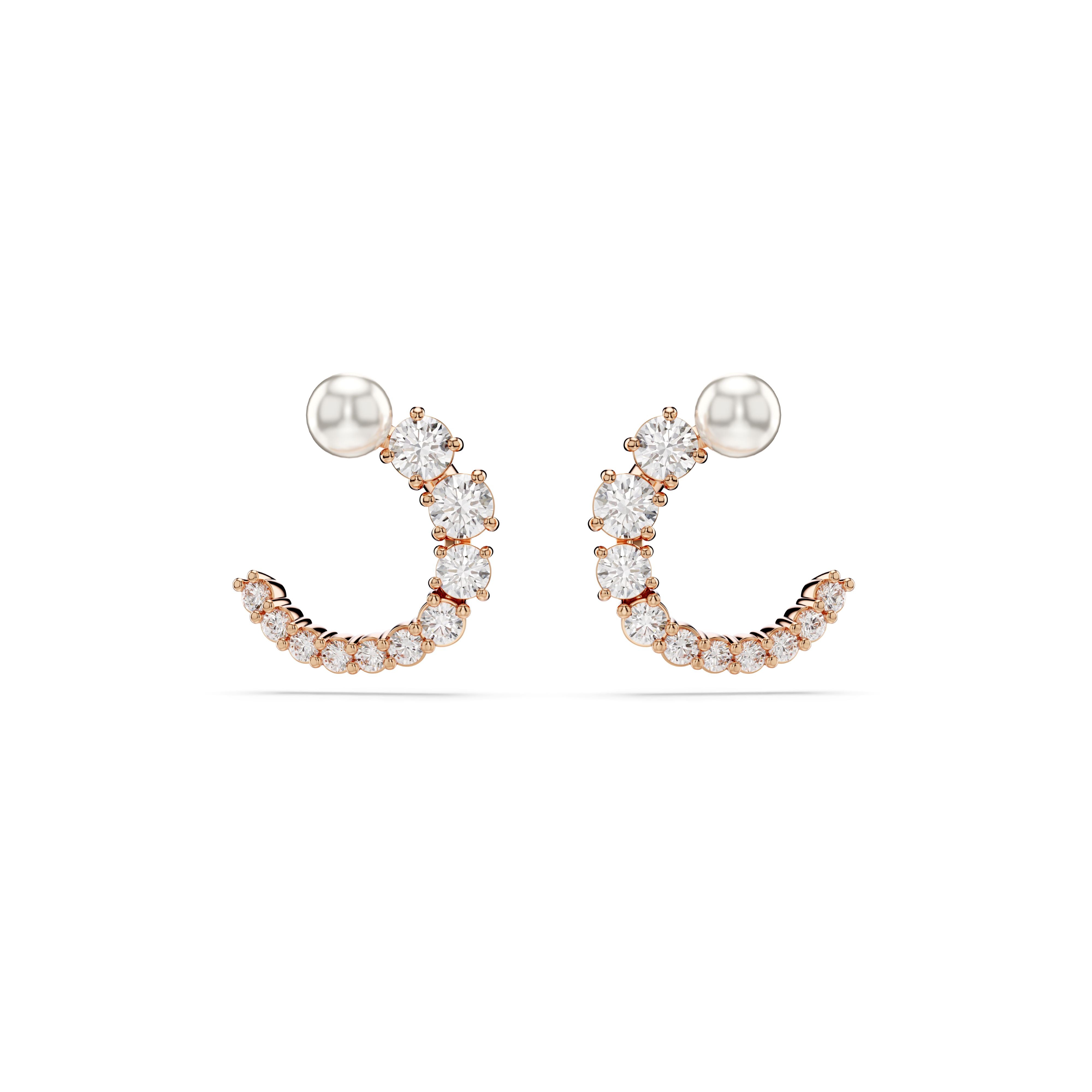 Swarovski Rose Gold Tone Matrix Pearl Hoop Earrings