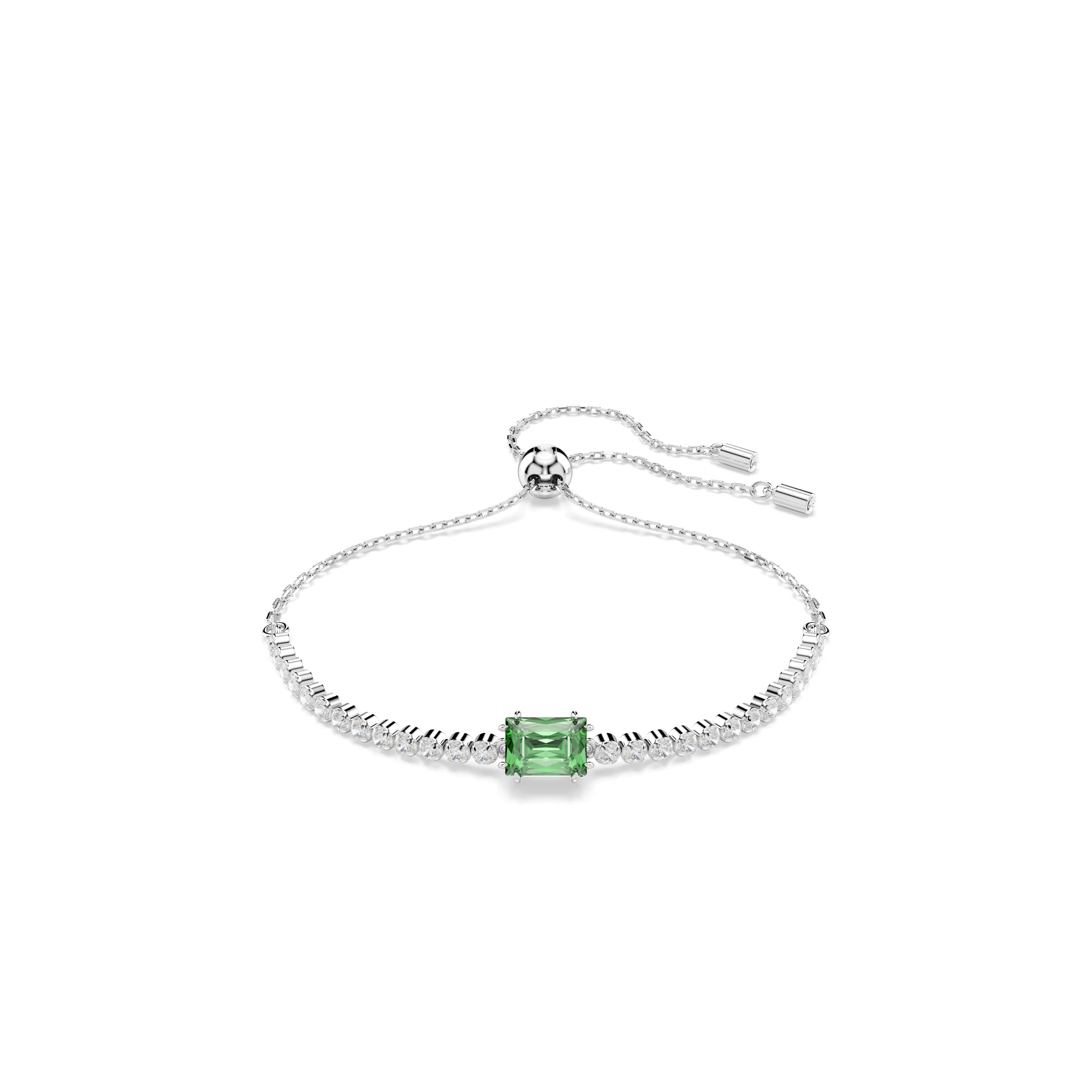 Swarovski Rhodium Matrix Tennis Green Bracelet