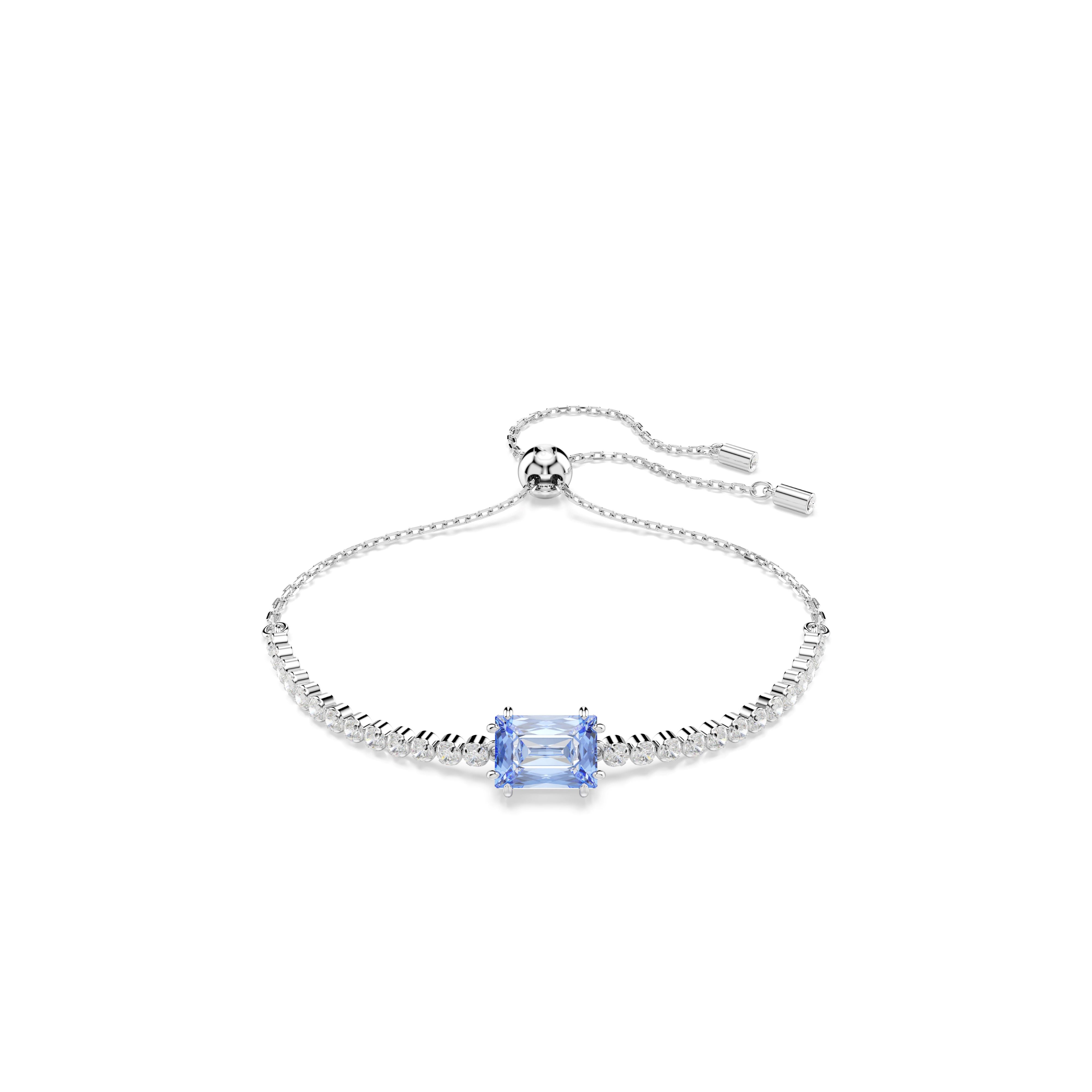 Swarovski Rhodium Matrix Tennis Blue Bracelet