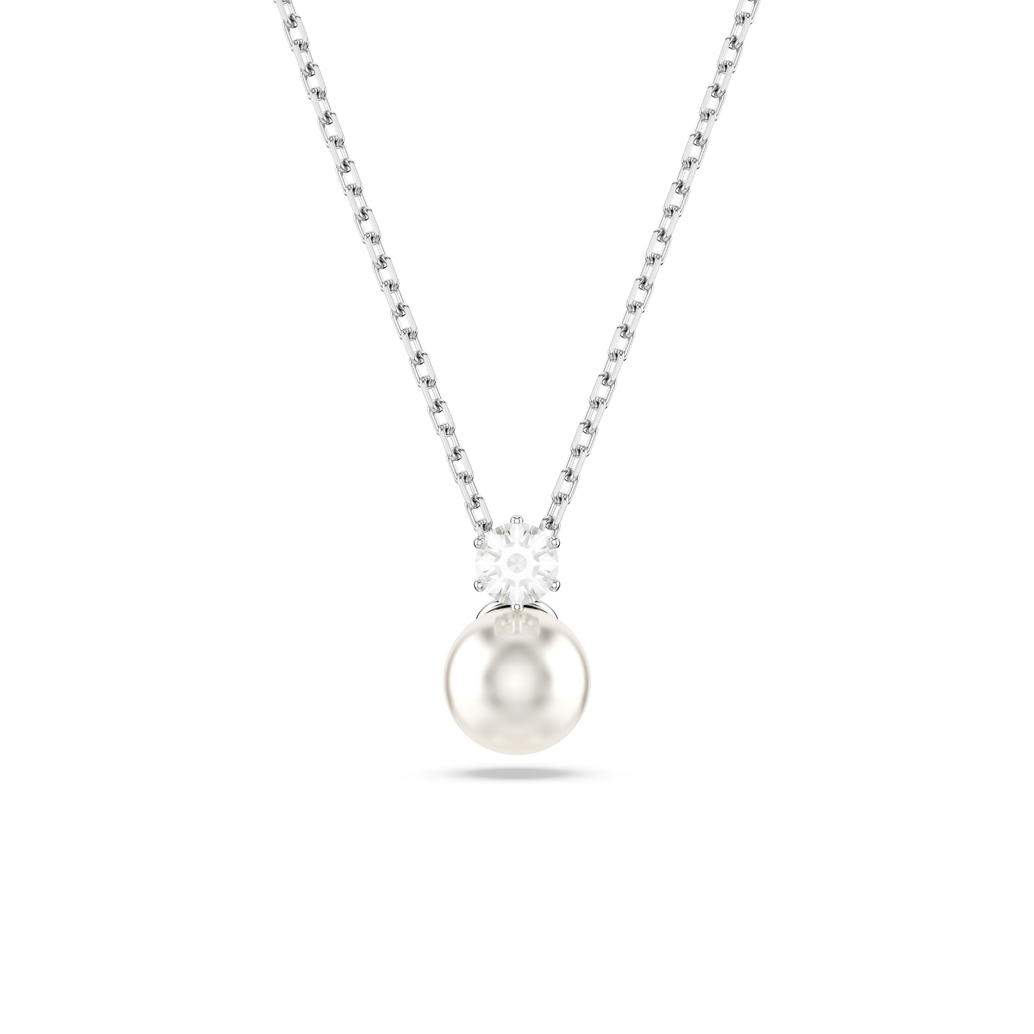 Swarovski Rhodium Matrix Pearl Necklace