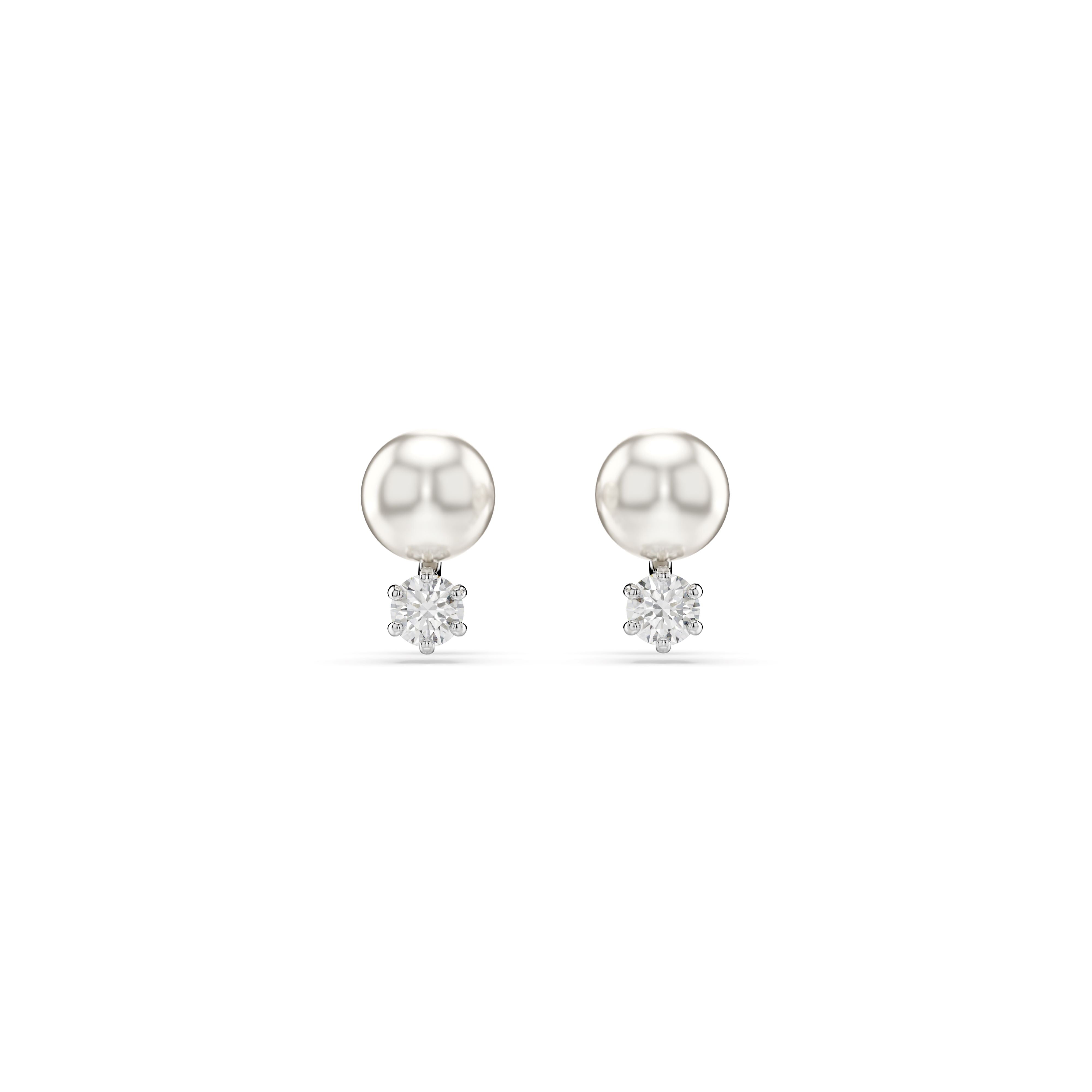 Swarovski Rhodium Matrix Pearl Earrings