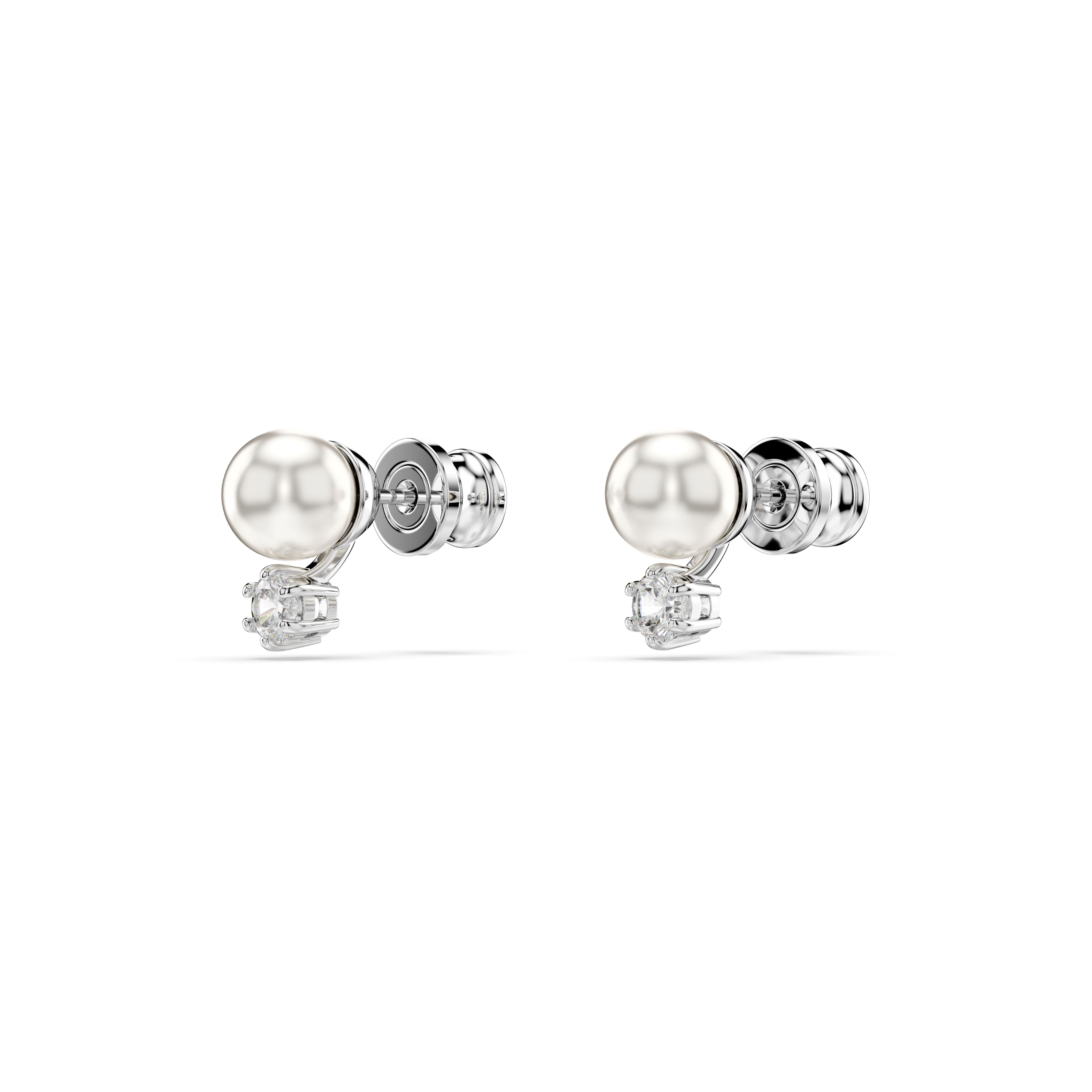 Swarovski Rhodium Matrix Pearl Earrings