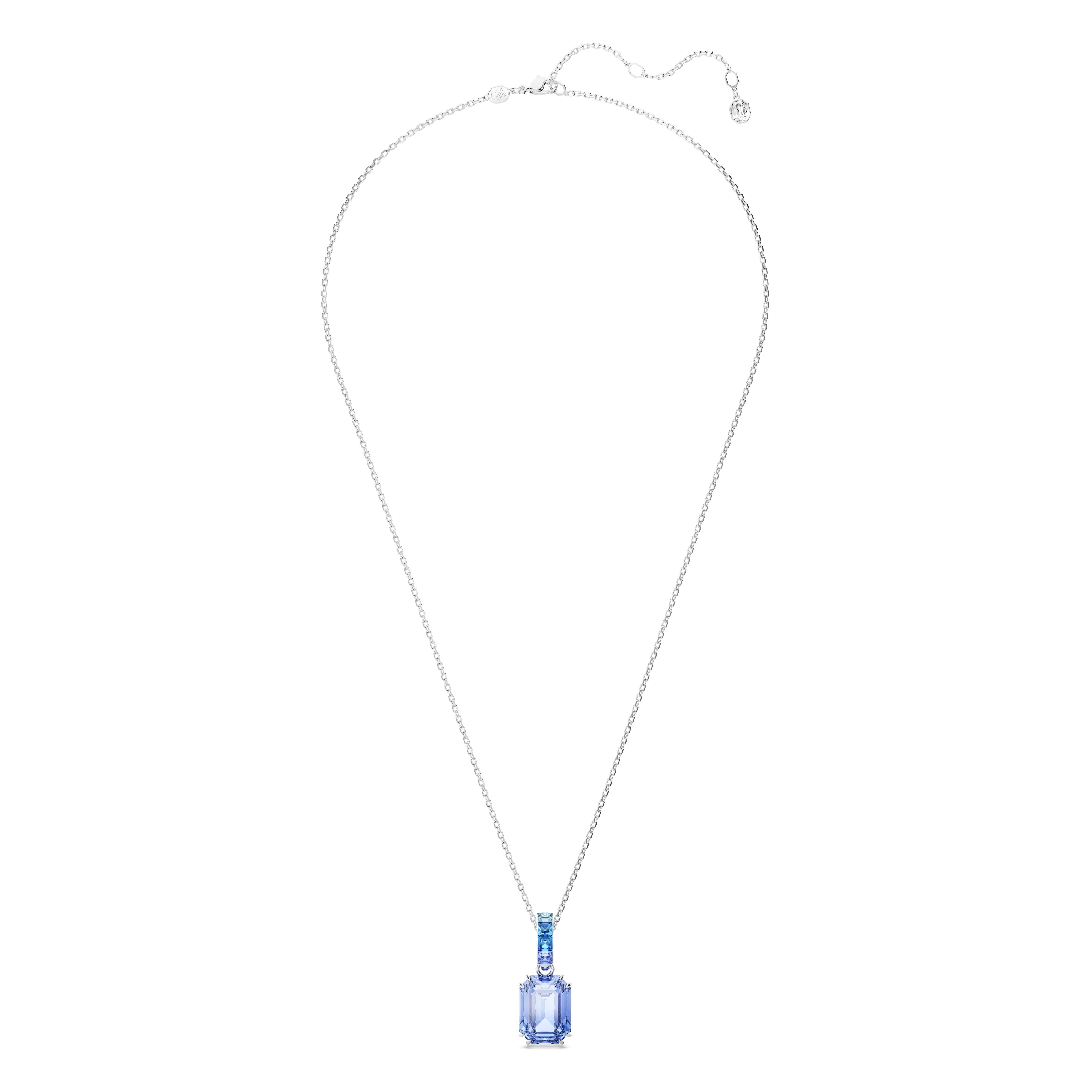 Swarovski Rhodium Millenia Blue Octagon Necklace