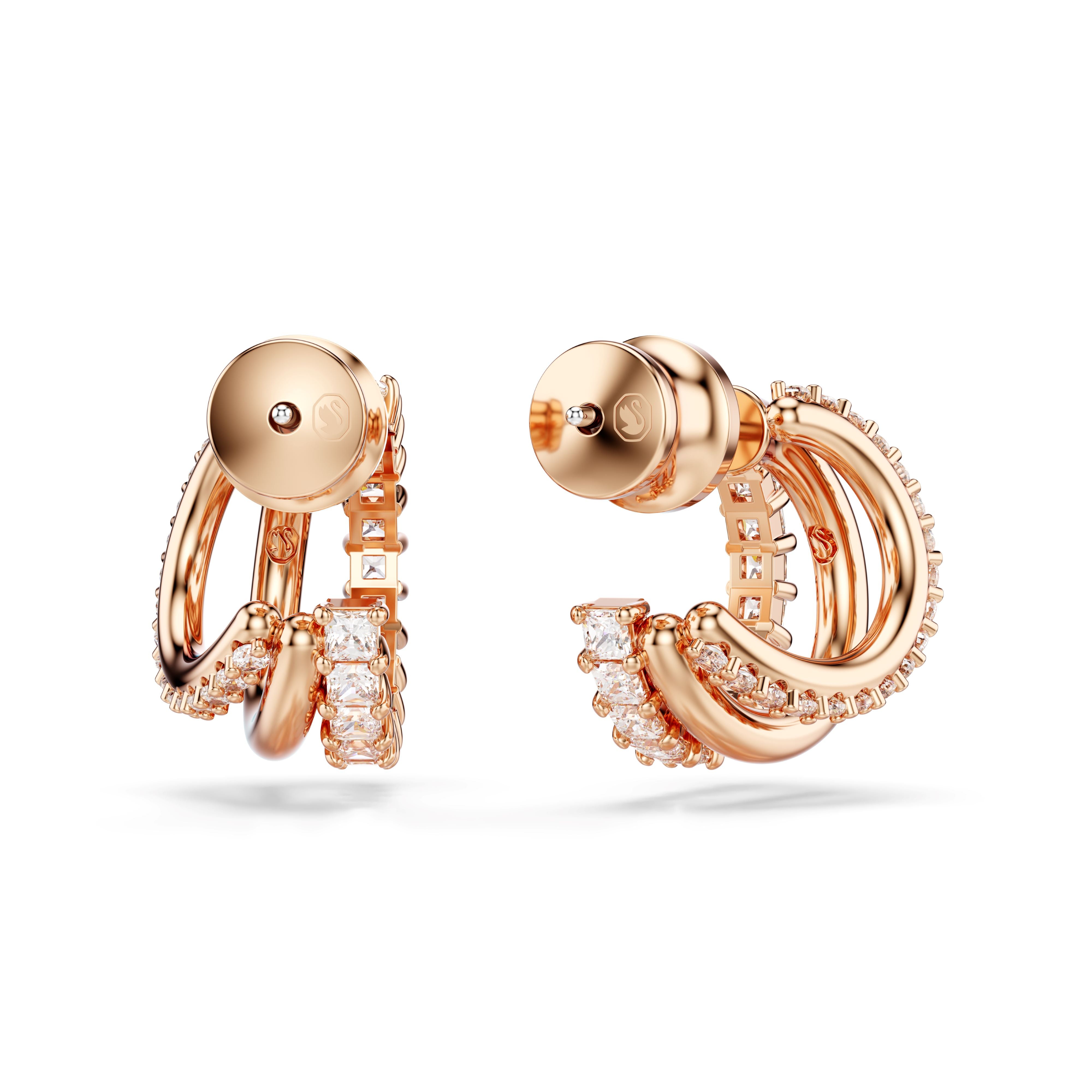 Swarovski Rose Gold Tone Hyperbola Mini Hoop Earrings