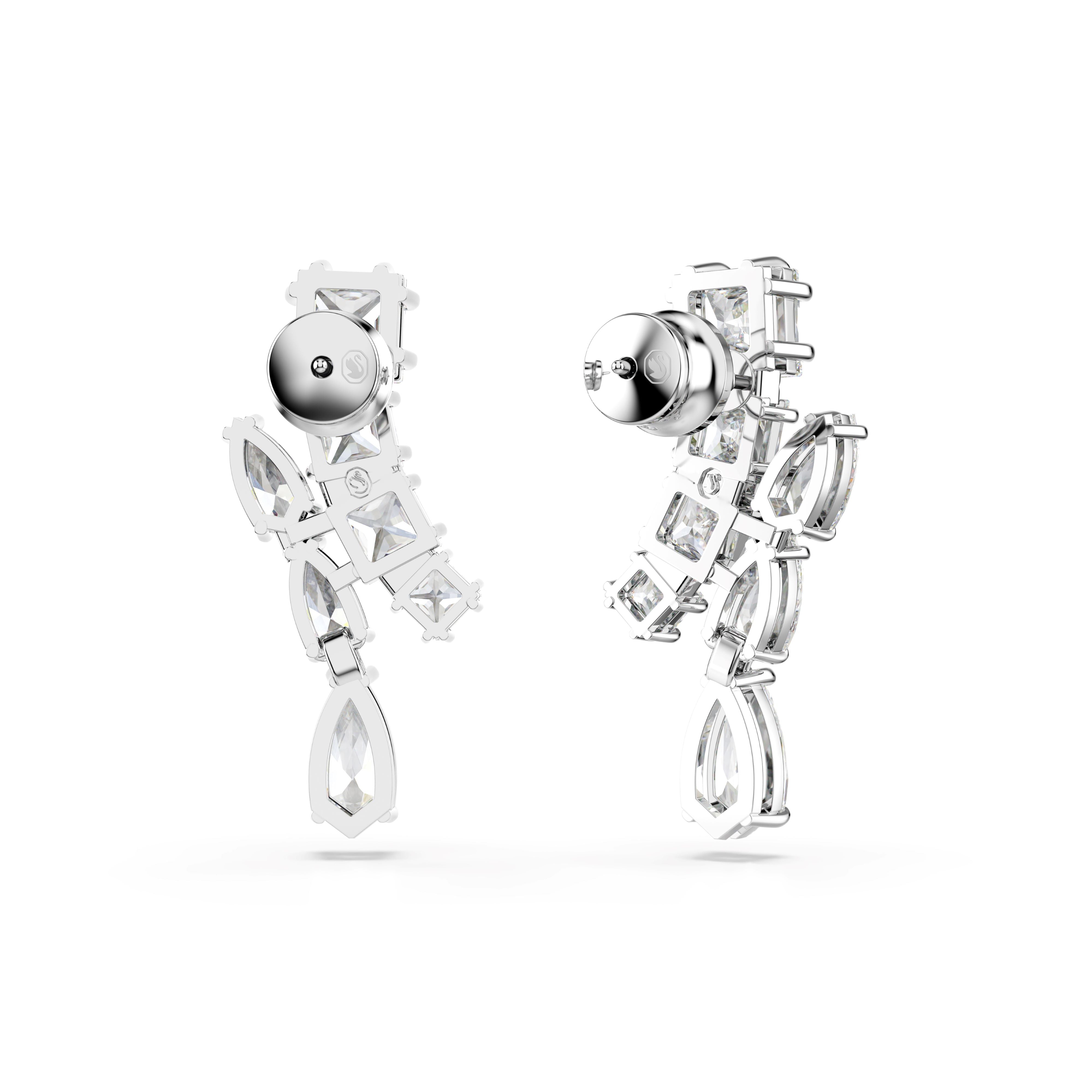 Swarovski Rhodium Matrix Mixed Cut Drop Earrings