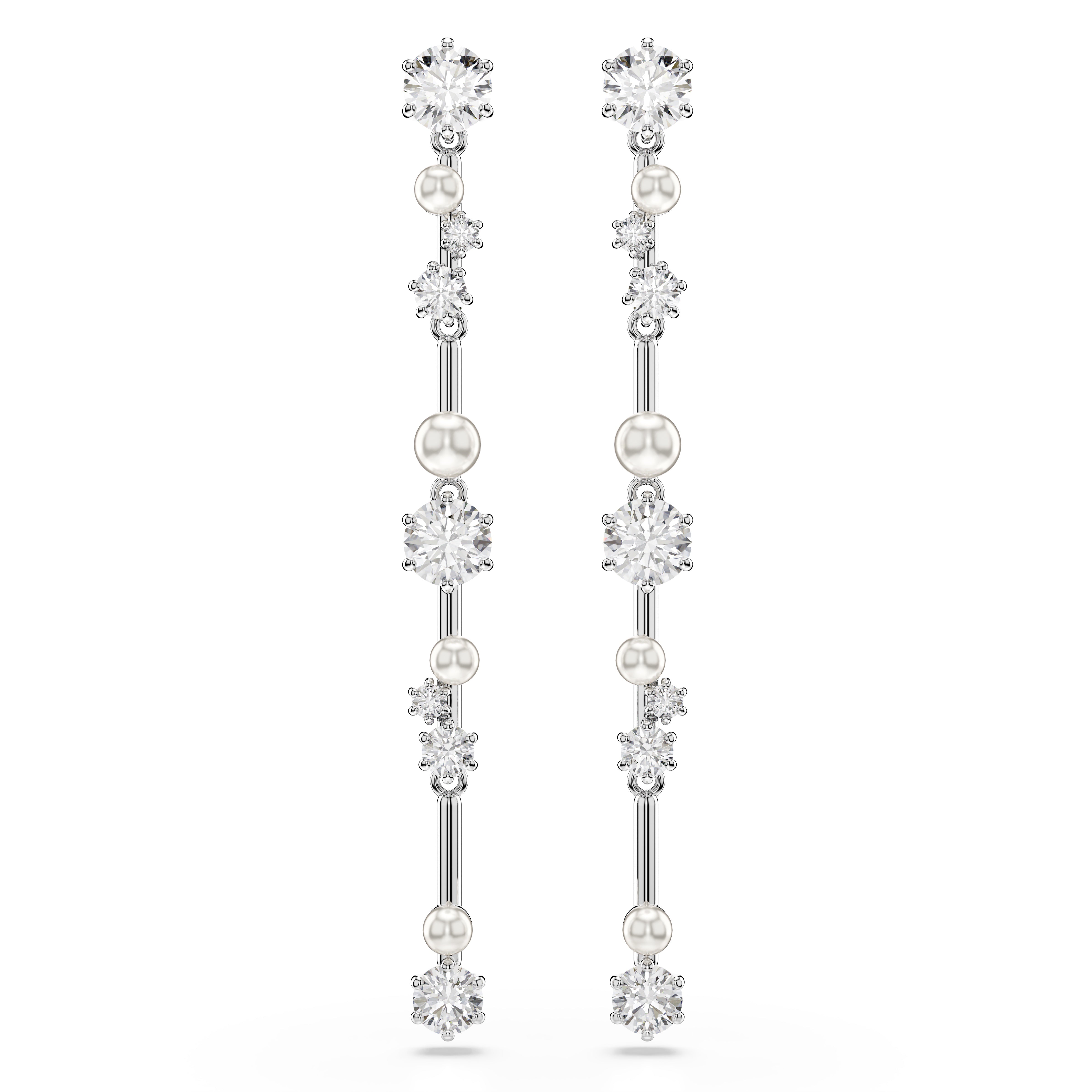 Swarovski Rhodium White Pearl Constella Drop Earrings