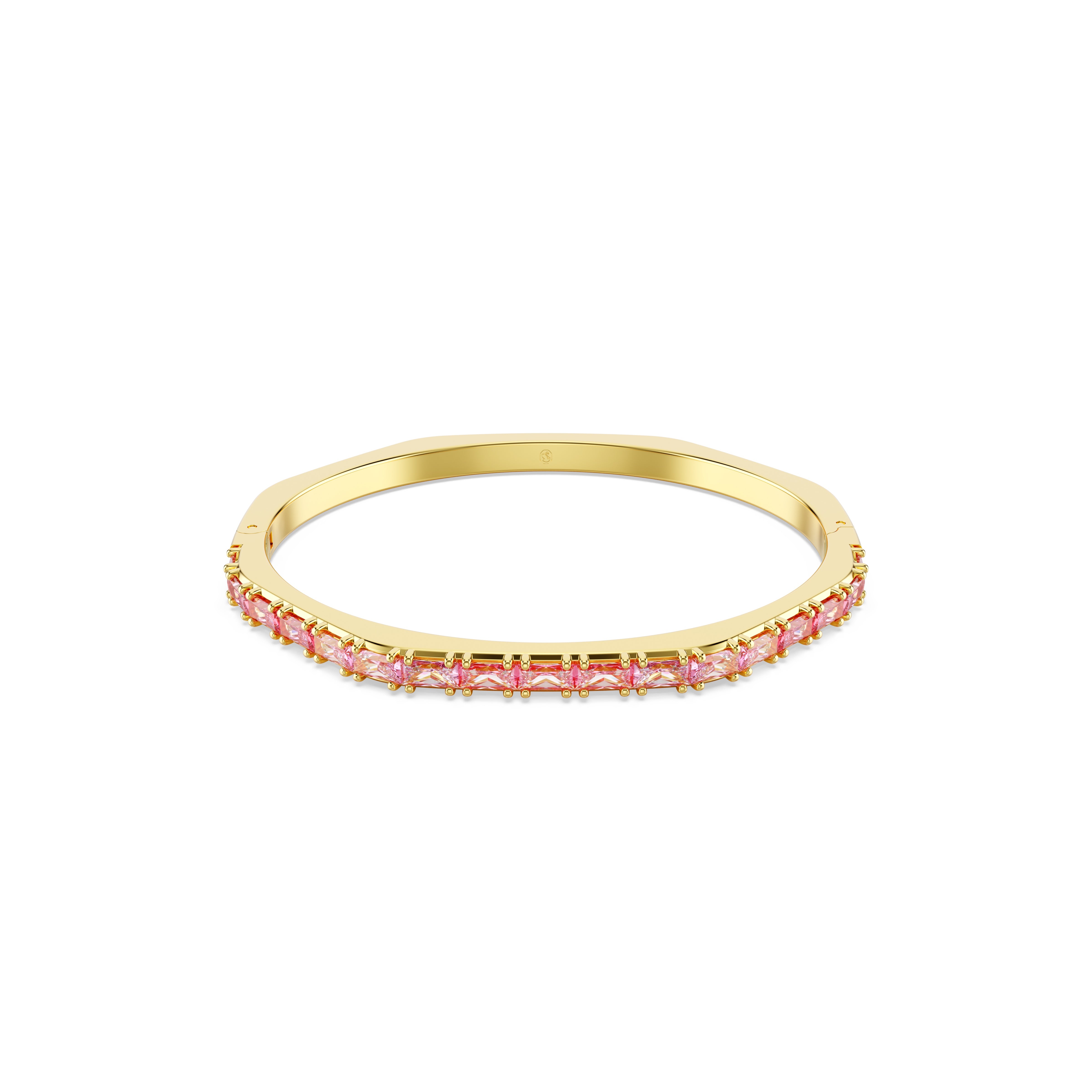 Swarovski Gold Tone Pink Matrix Baguette Cut Bangle