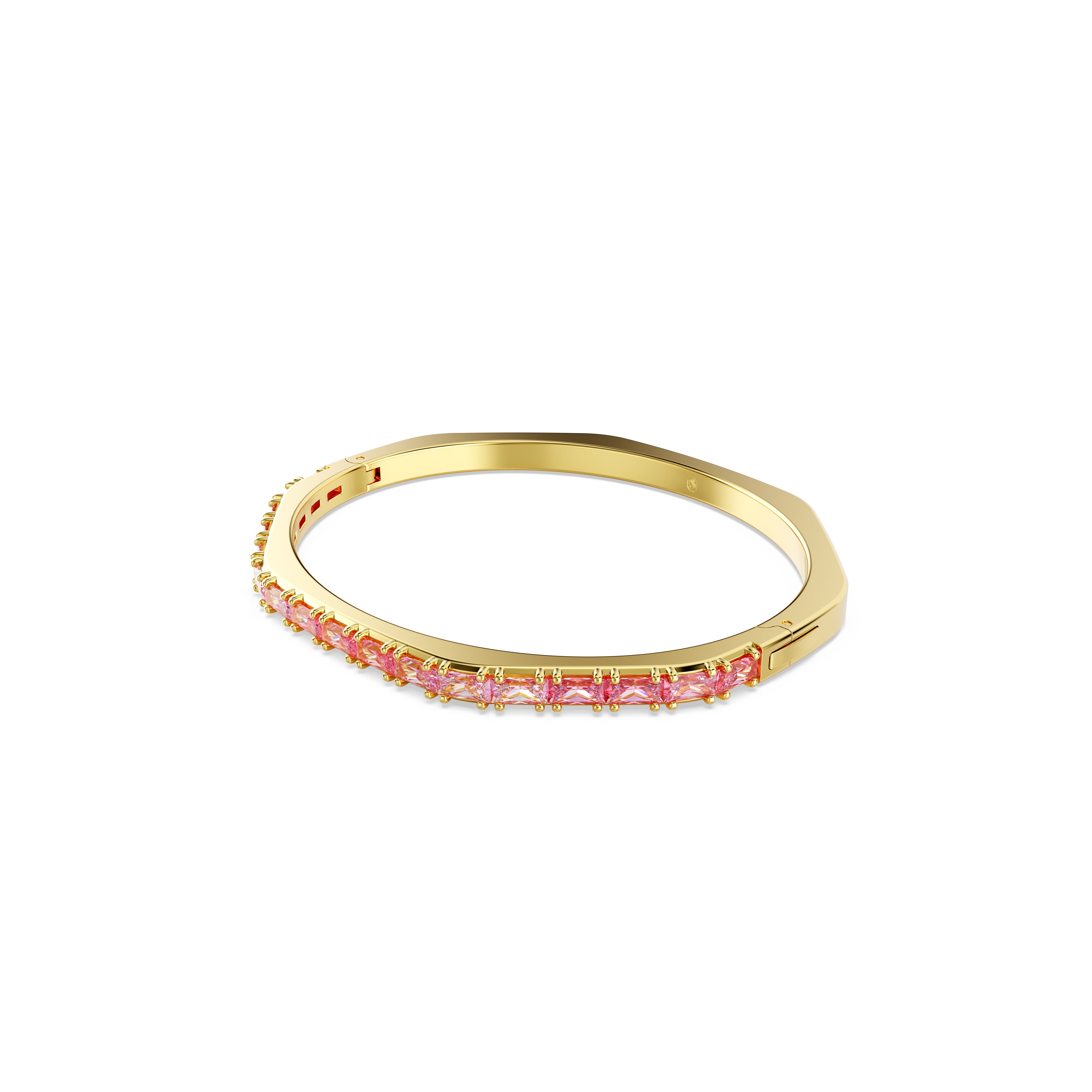 Swarovski Gold Tone Pink Matrix Baguette Cut Bangle