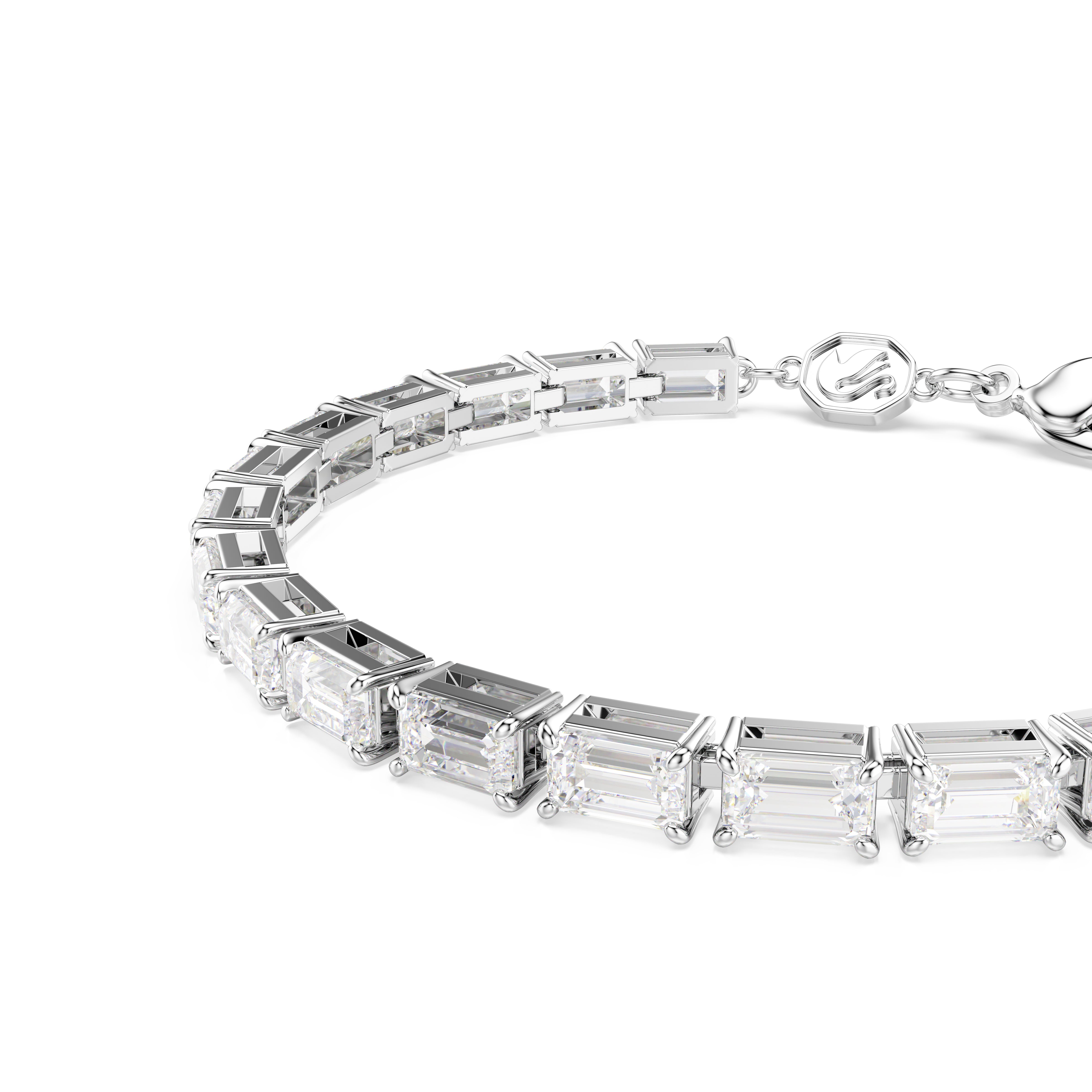 Swarovski Rhodium Matrix Tennis Baguette Cut Bracelet