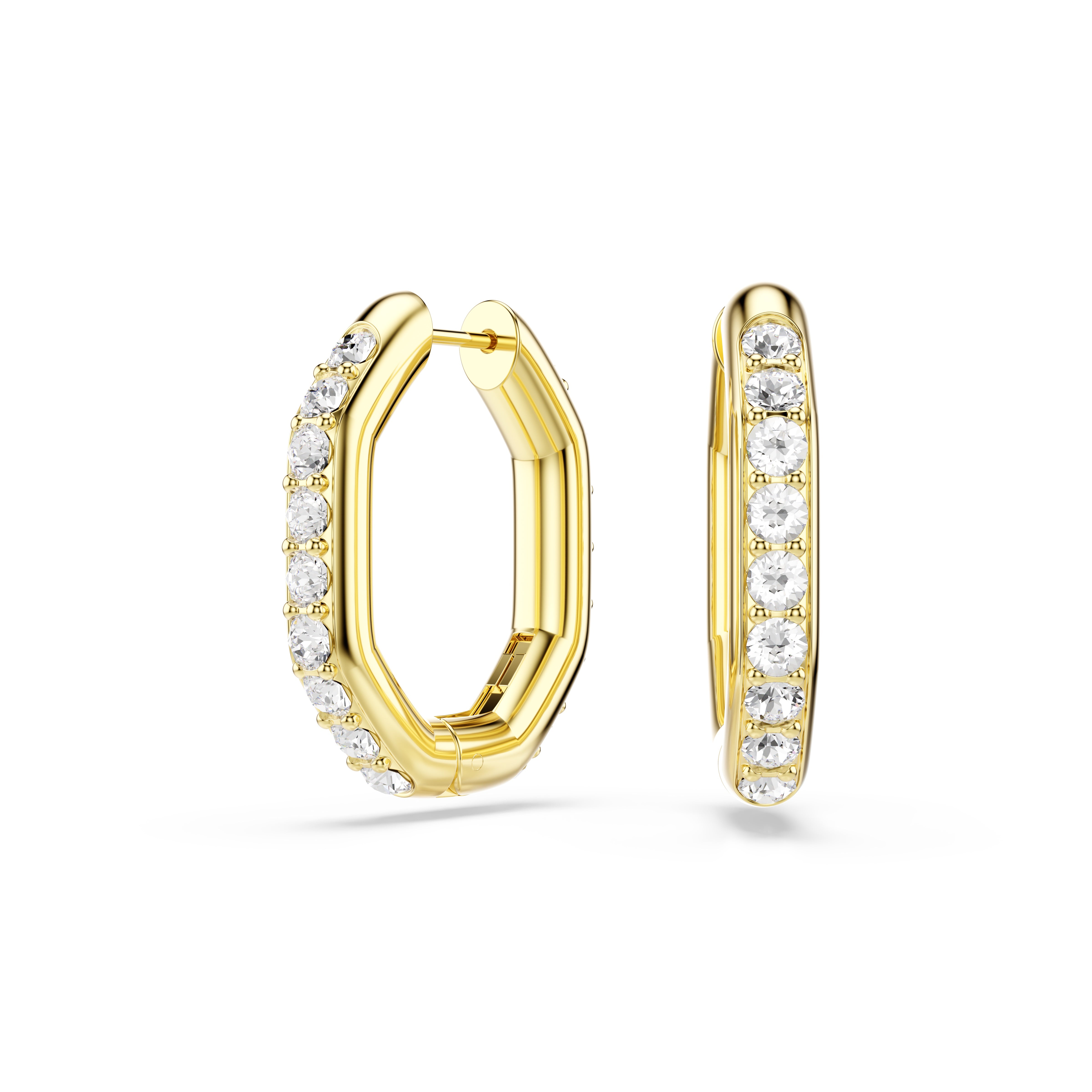 Swarovski Dextera Octagon Gold Tone Hoop Earrings