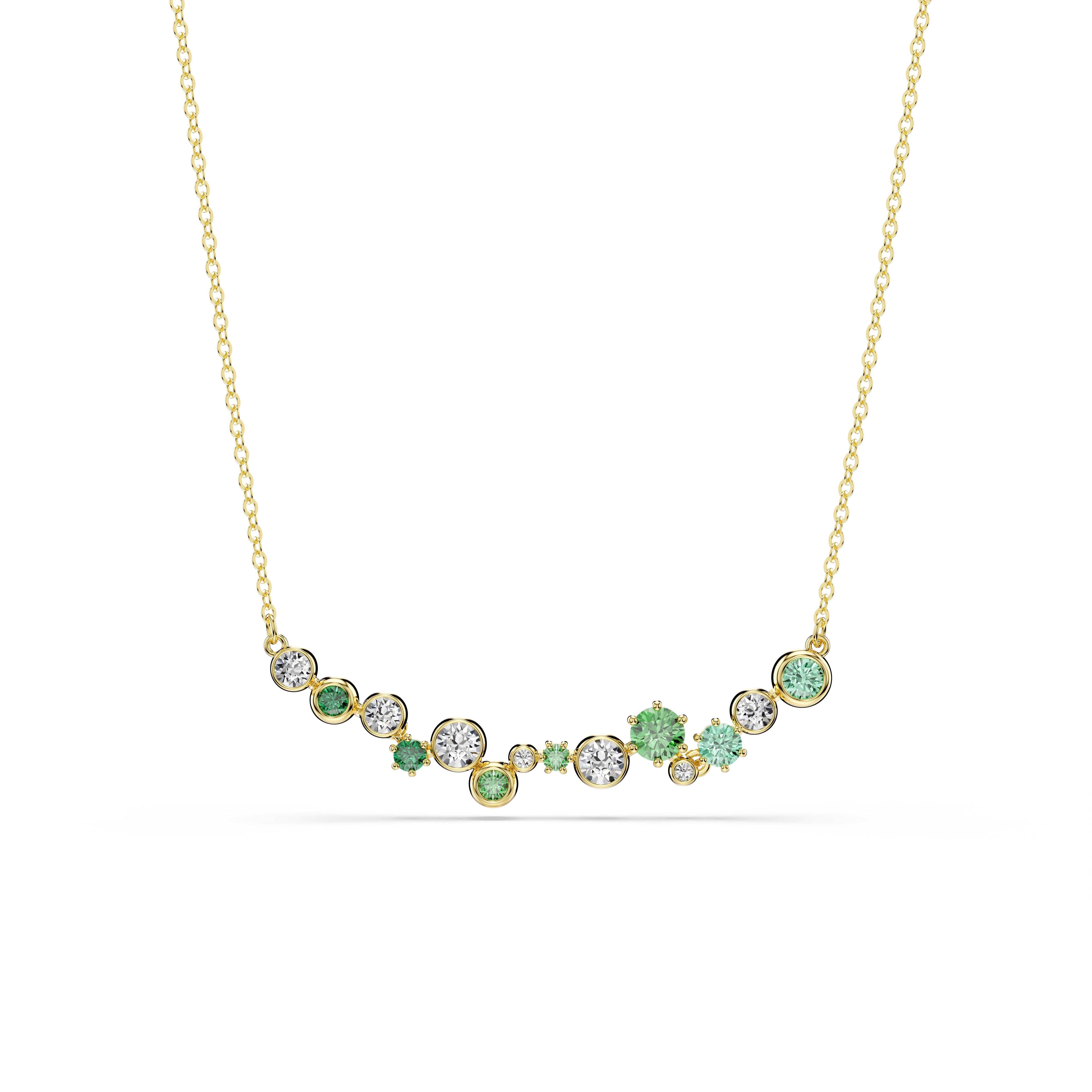 Swarovski Constella Green Mixed Cuts Gold Tone Necklace